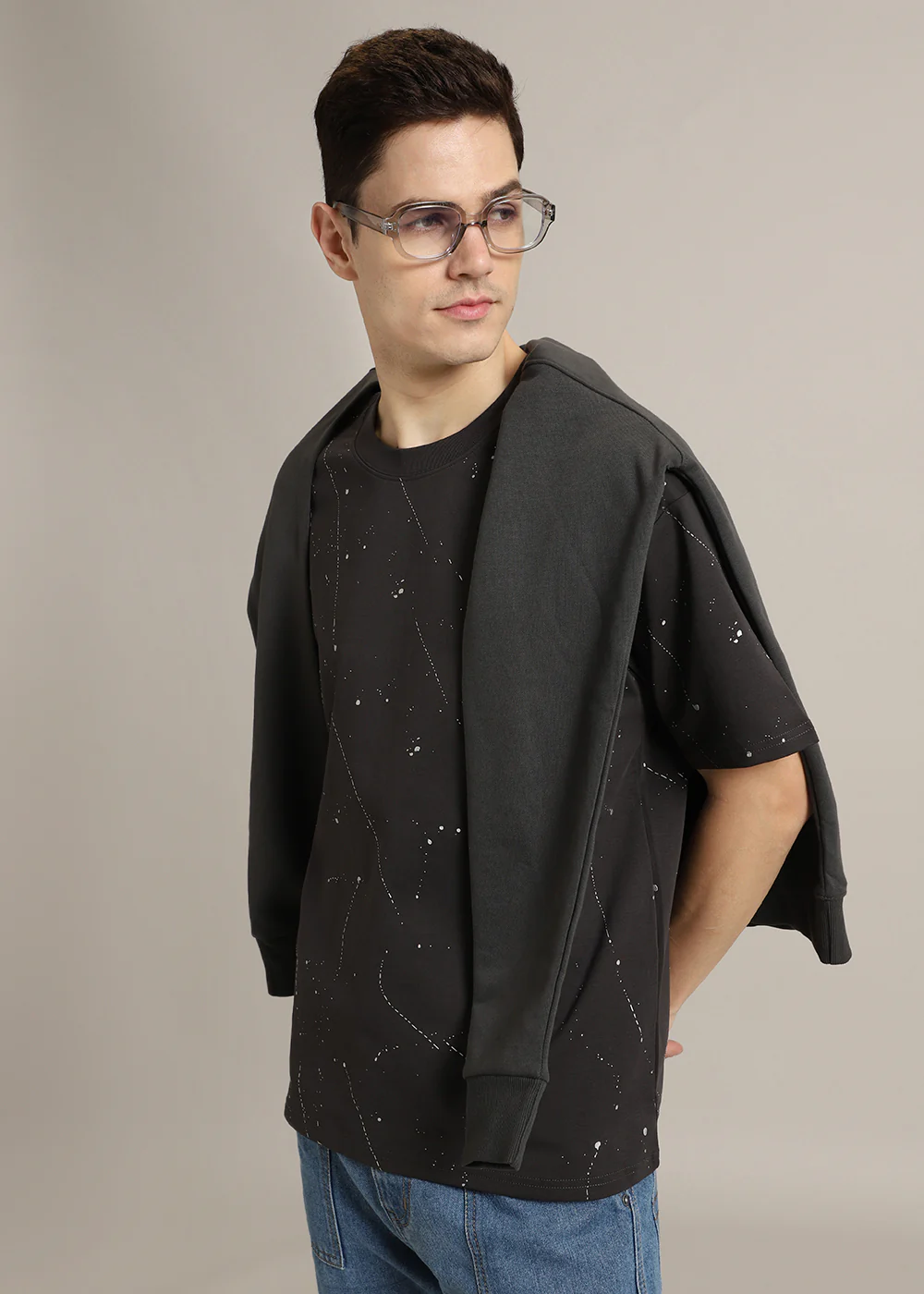 Grey Splatter Oversized T-shirt - Image 5