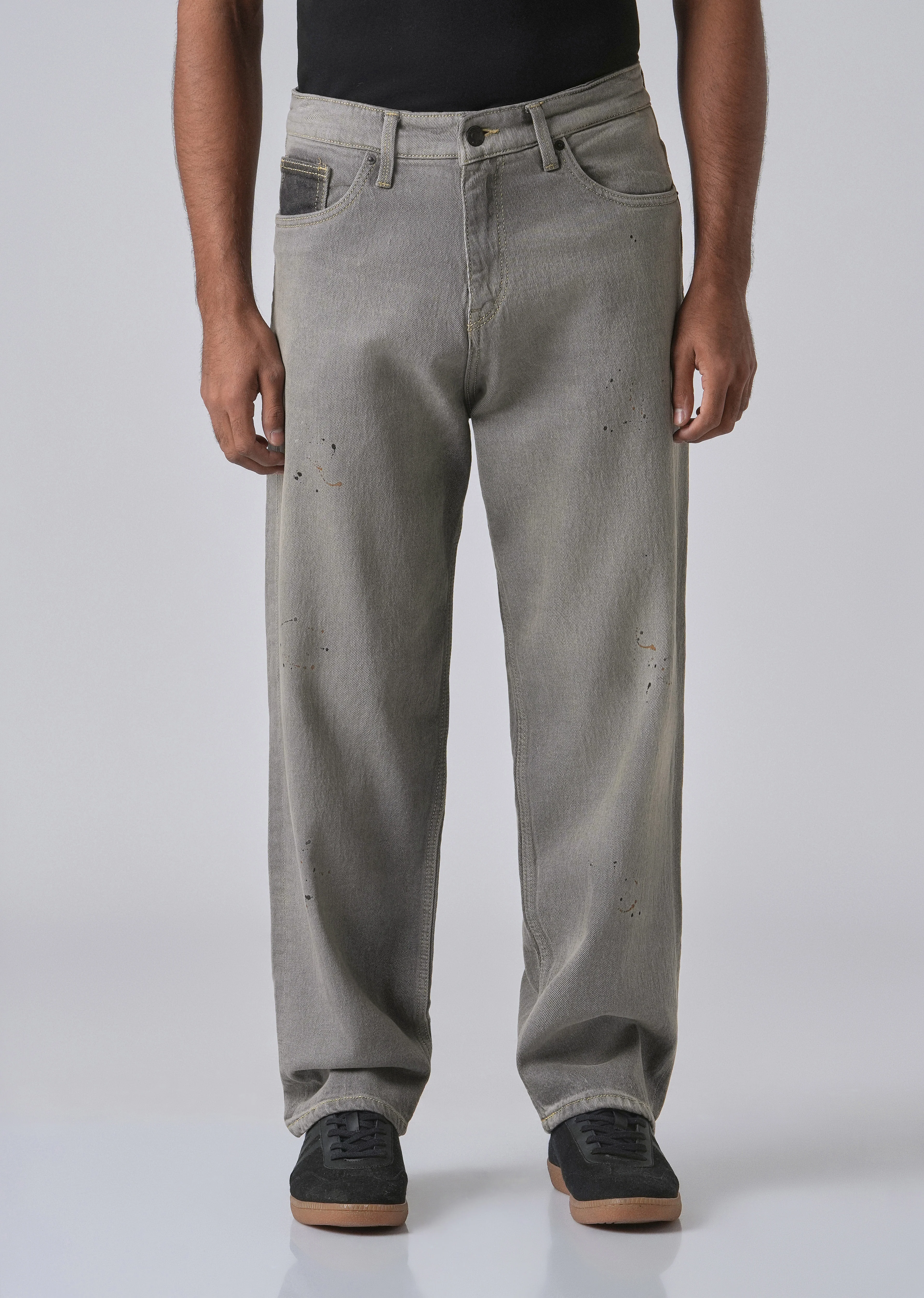 Grey Splatter Straight Fit Denim - Image 3