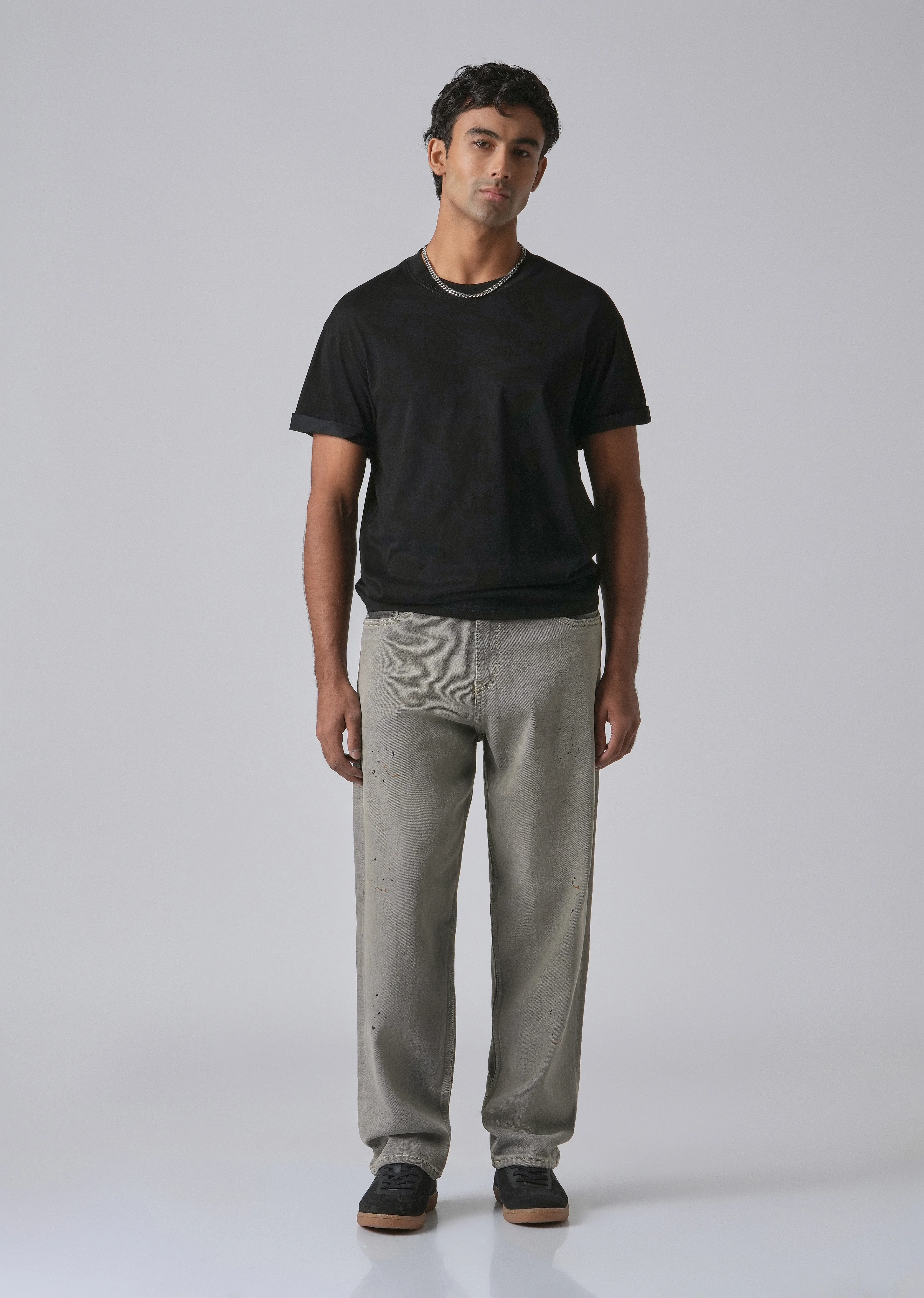 Grey Splatter Straight Fit Denim - Image 6