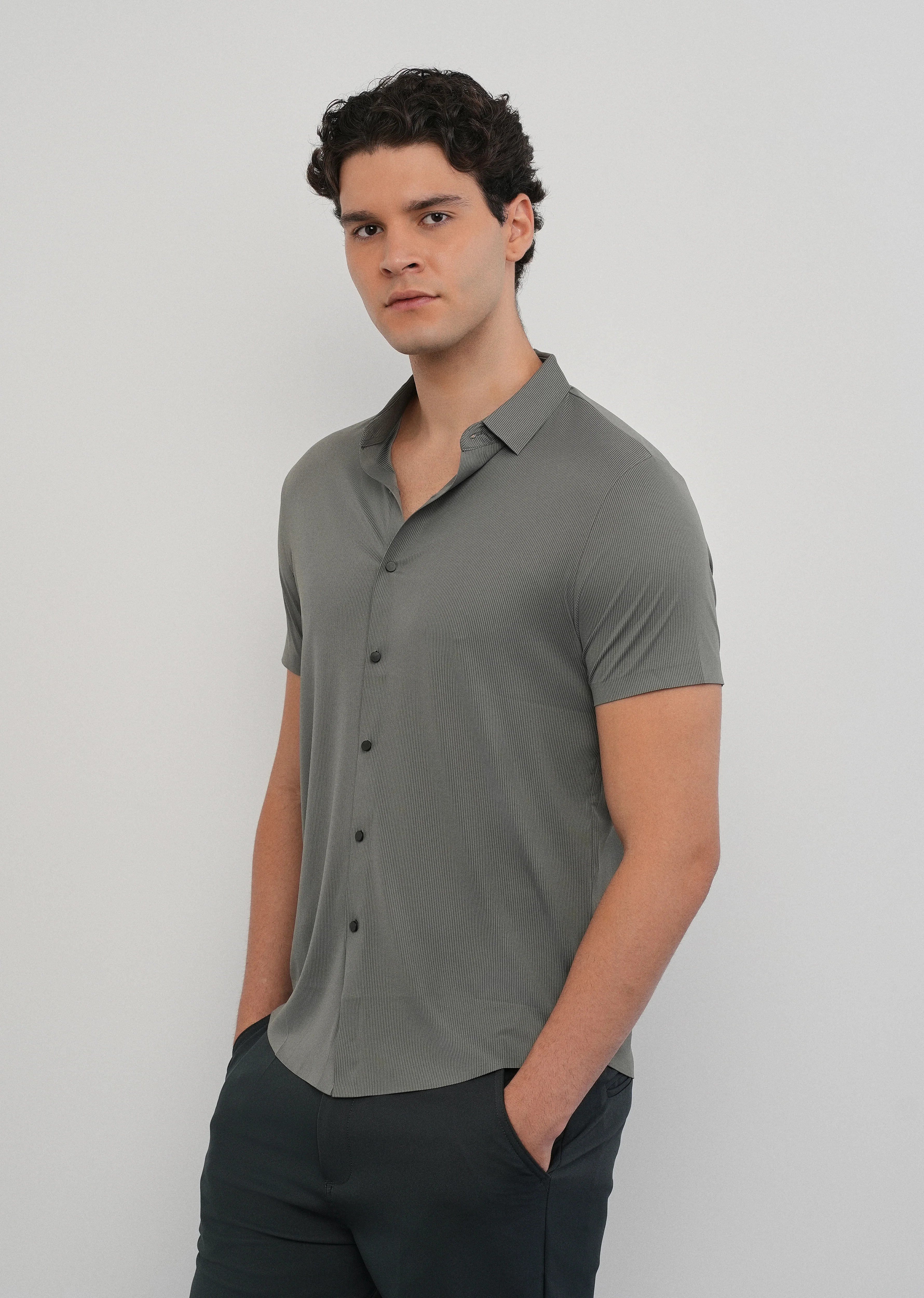 Grey Stitchless Stripe Shirt - Image 5