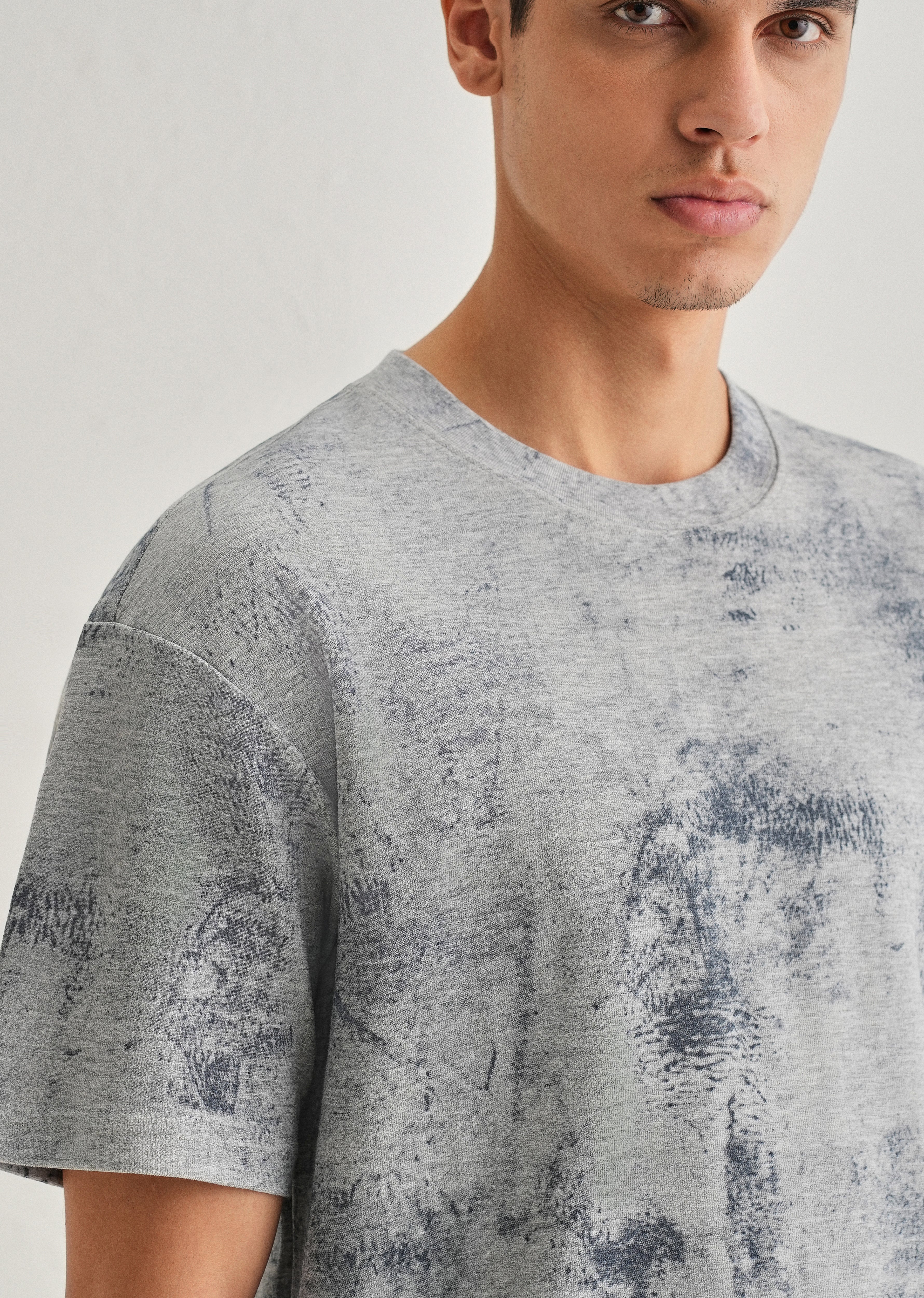 Grey Stone Wash Textured Oversized T-shirt - Image 5