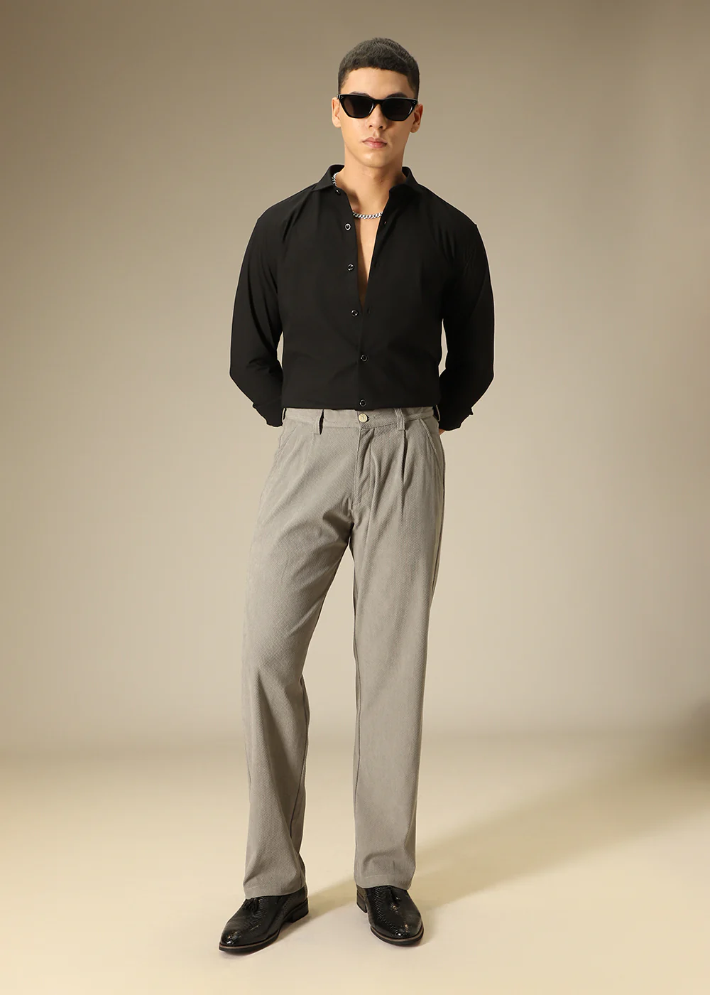 Grey Textured Corduroy Pant - Image 6