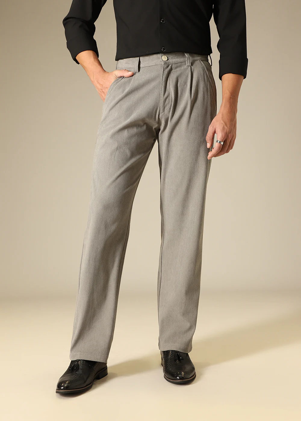 Grey Textured Corduroy Pant - Image 7