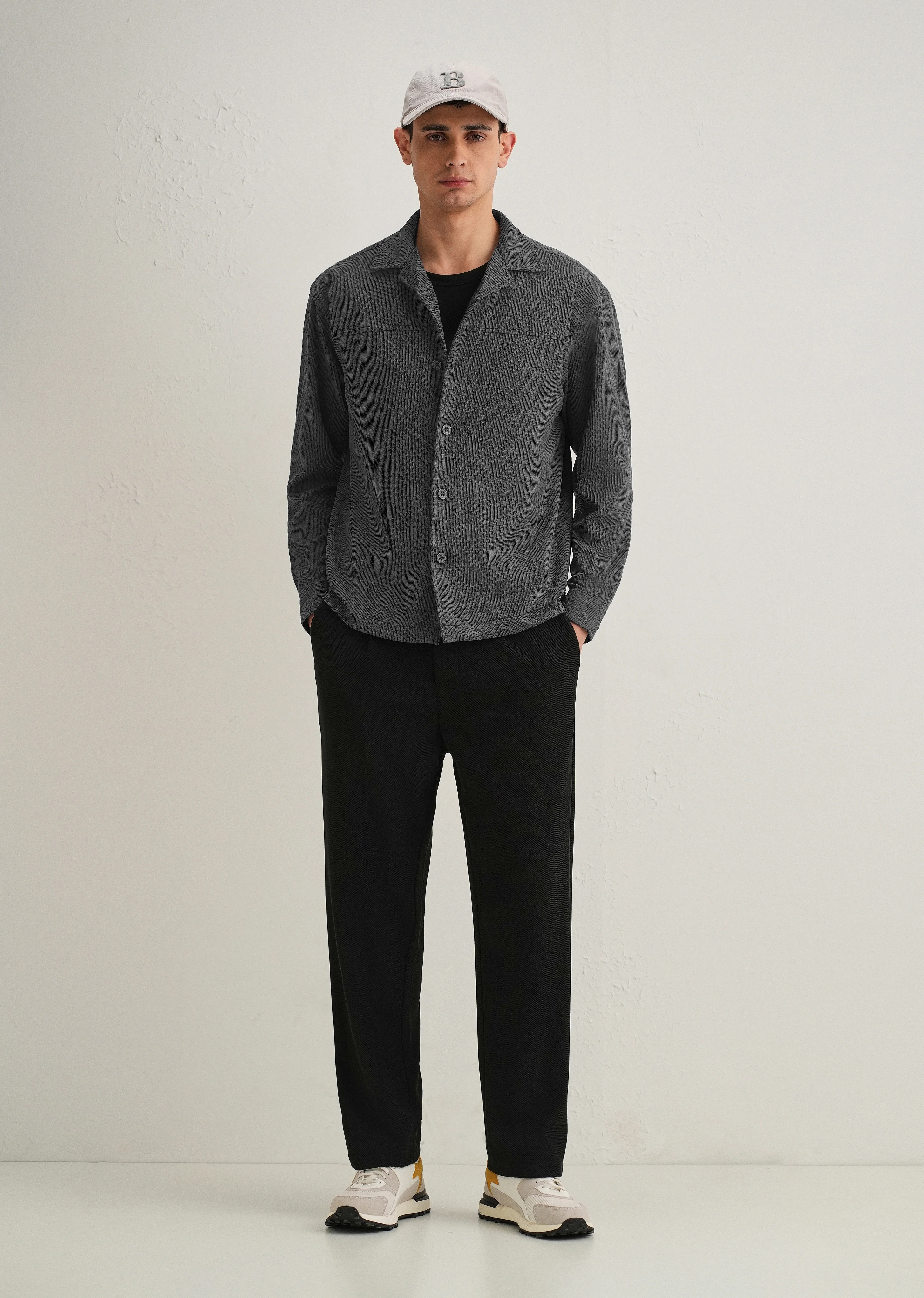 Grey Textured Knit Shacket - Image 7
