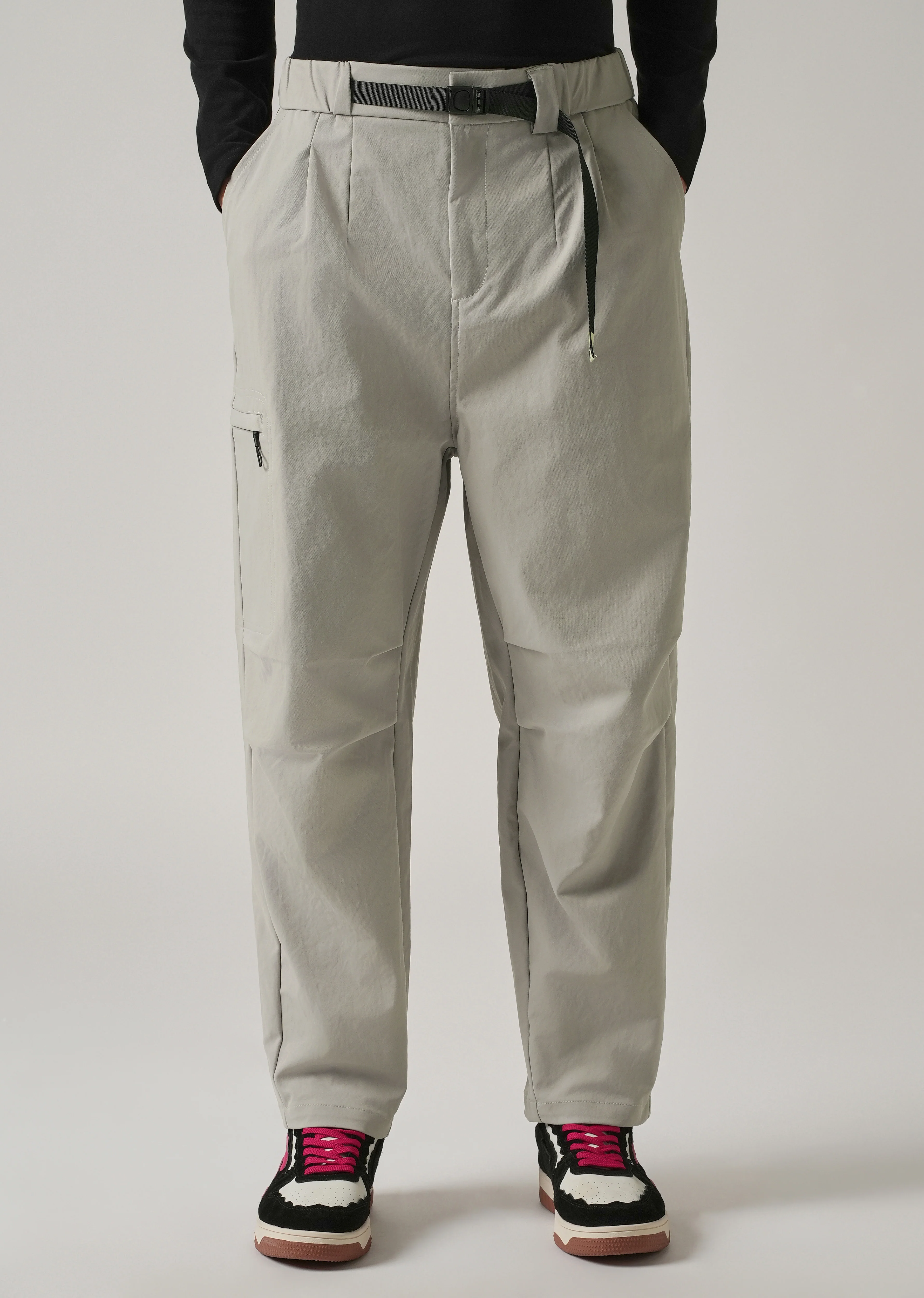 Grey Twill Belt Relaxed Fit Pant - Image 7