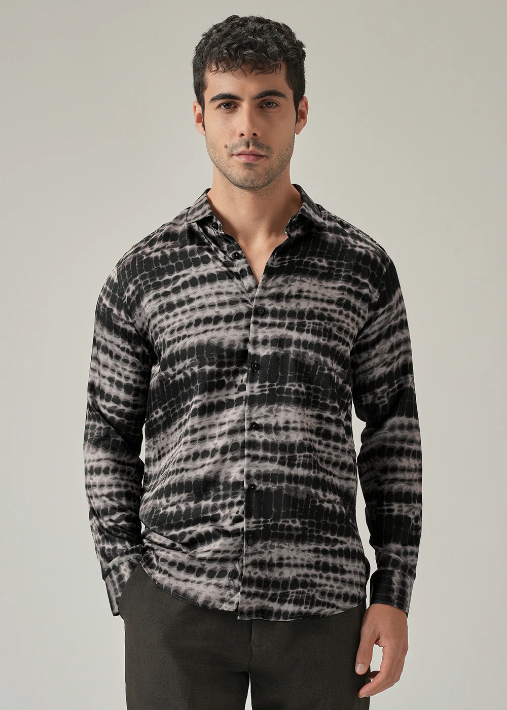 Grey Wash Print Shirt - Image 3