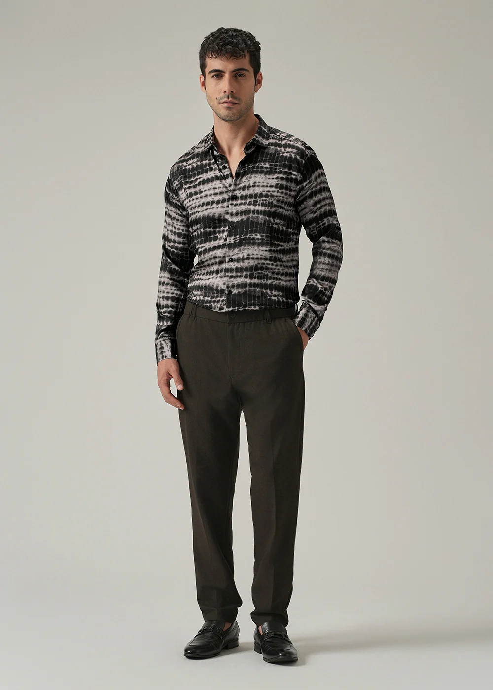 Grey Wash Print Shirt - Image 6