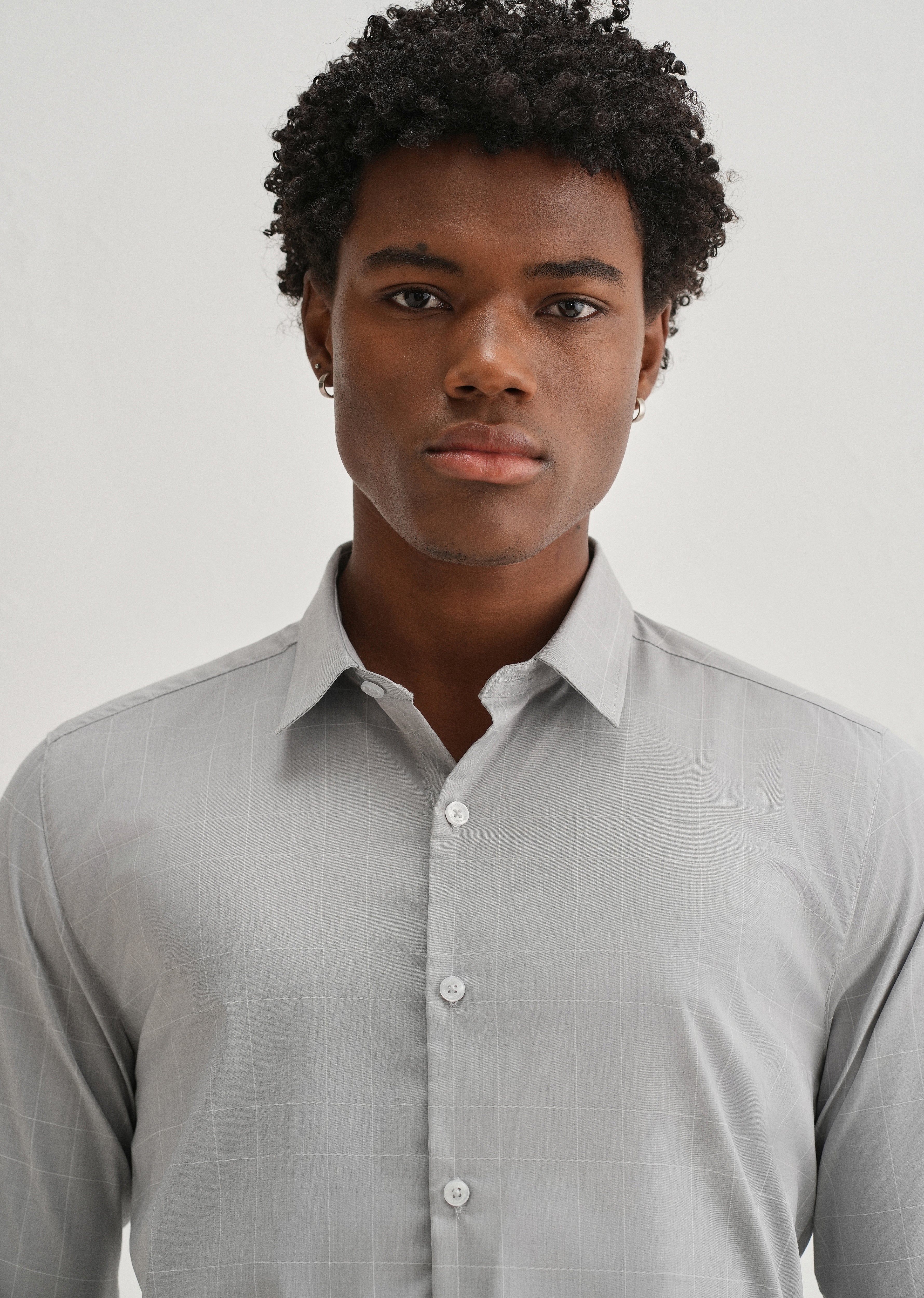Grey Windowpane Check Shirt - Image 5