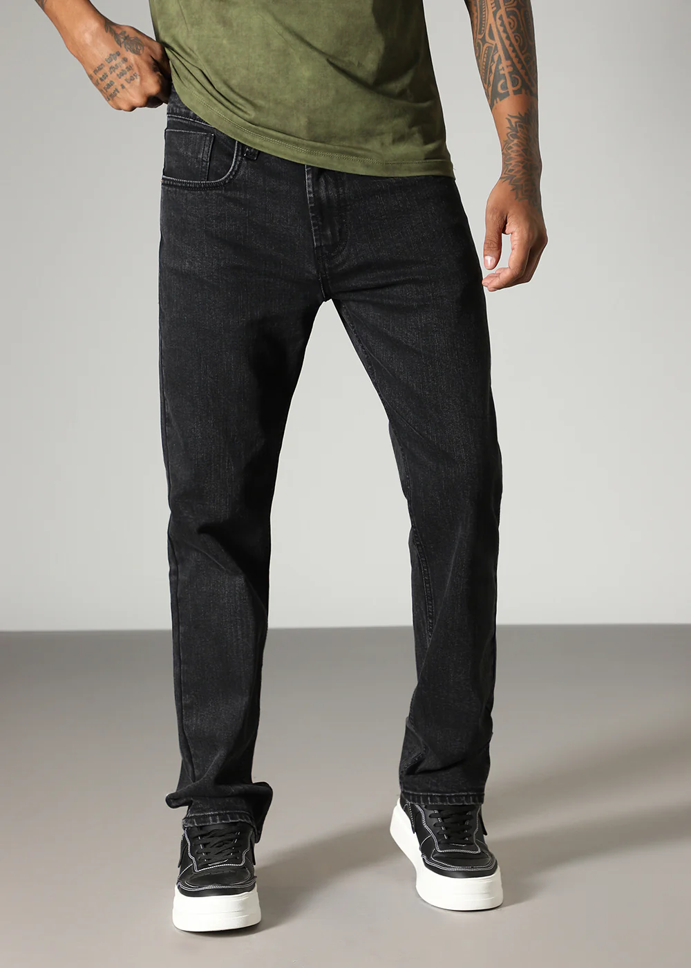 Grunge Black Straight Fit Denim - Image 3