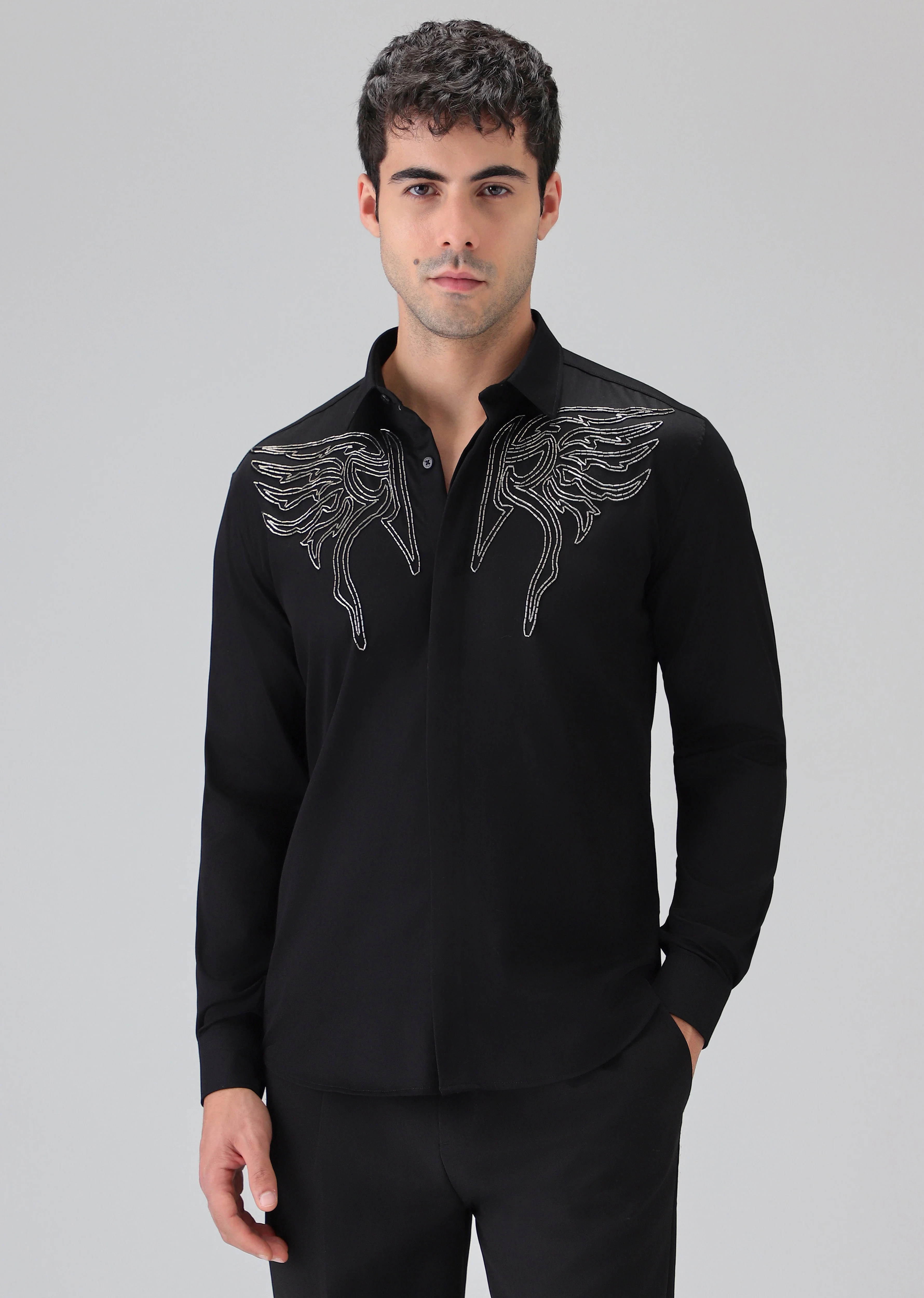 Hand Crafted Black Designer Shirt - Image 3