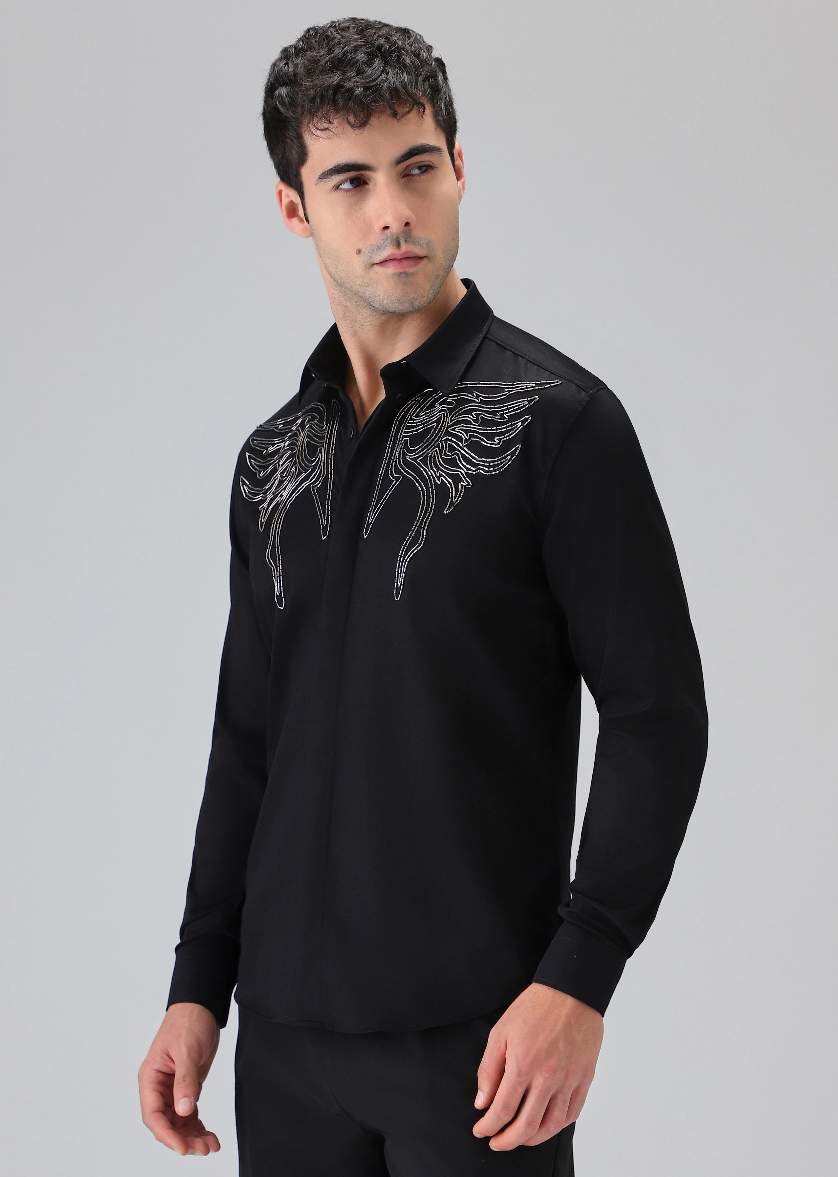 Hand Crafted Black Designer Shirt - Image 4