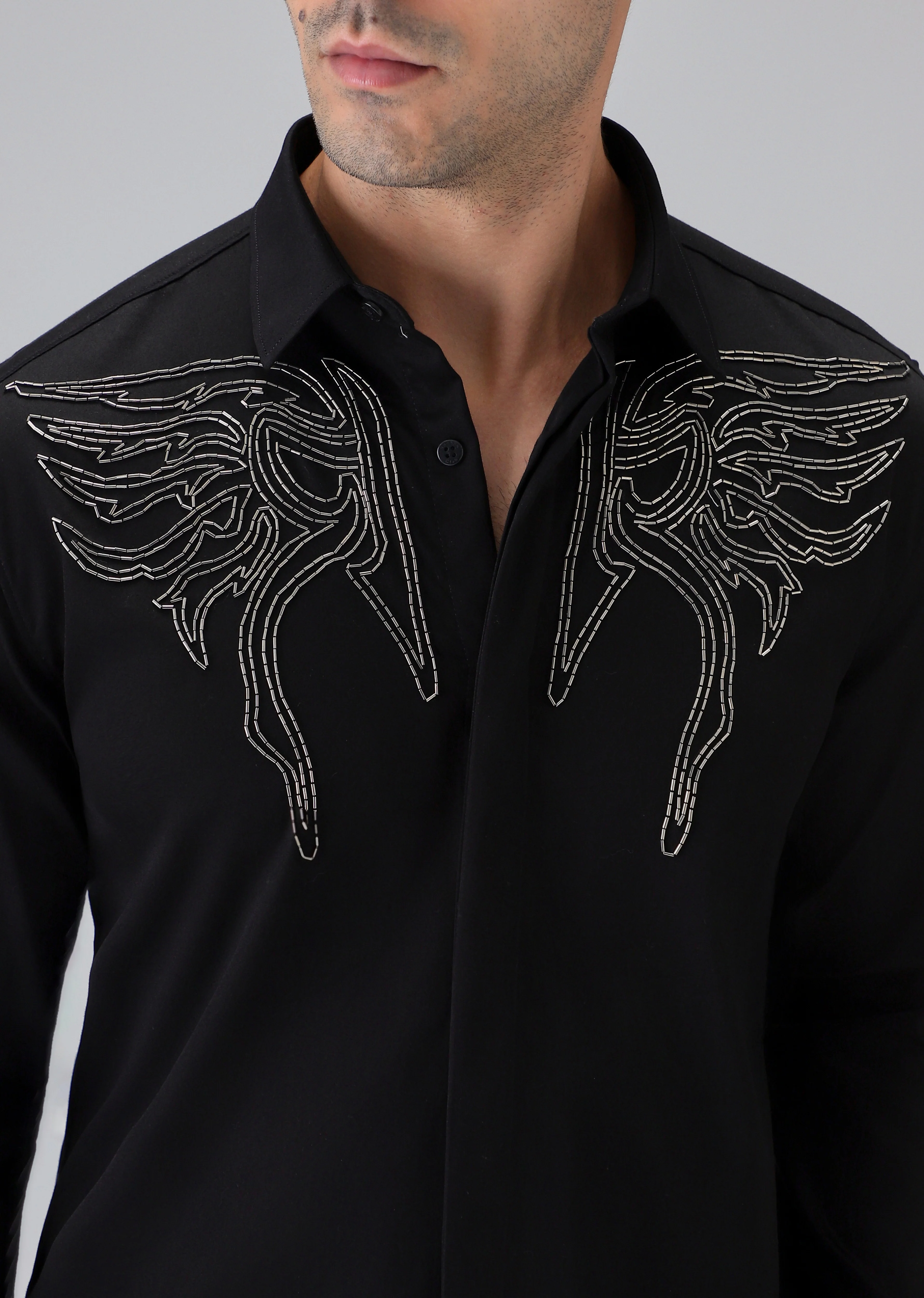 Hand Crafted Black Designer Shirt - Image 5