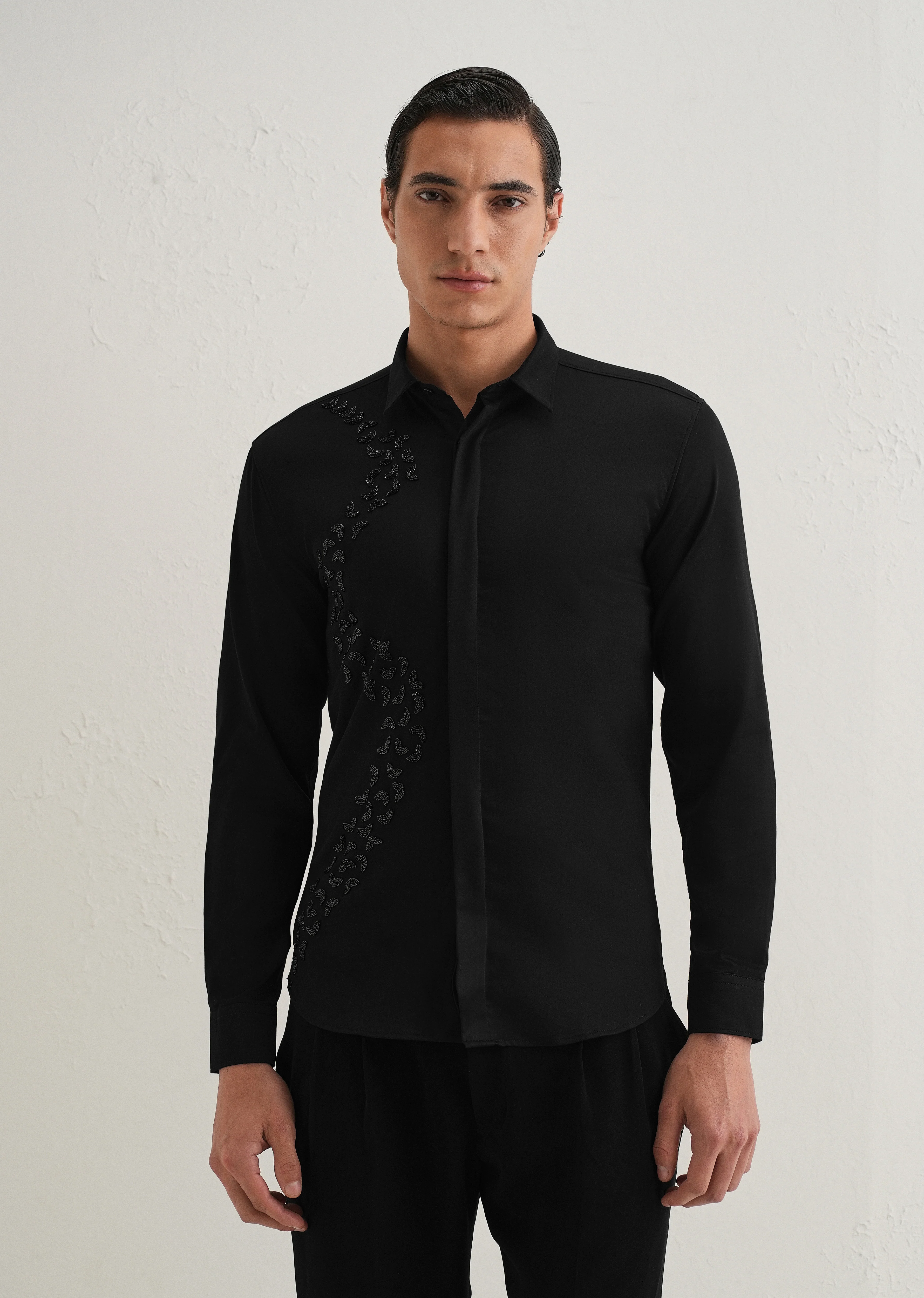Handcrafted Black Designer Shirt - Image 4