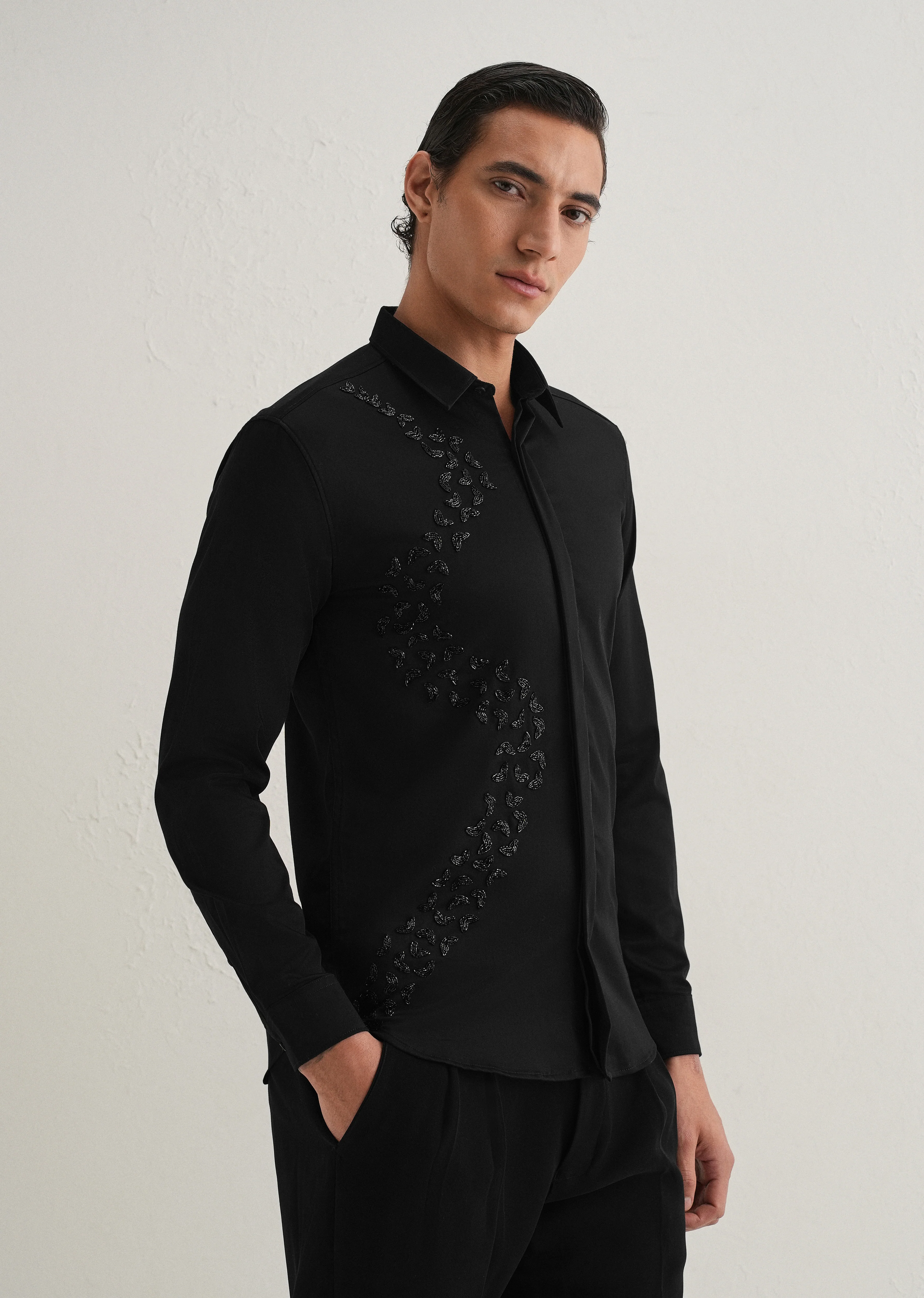 Handcrafted Black Designer Shirt - Image 5