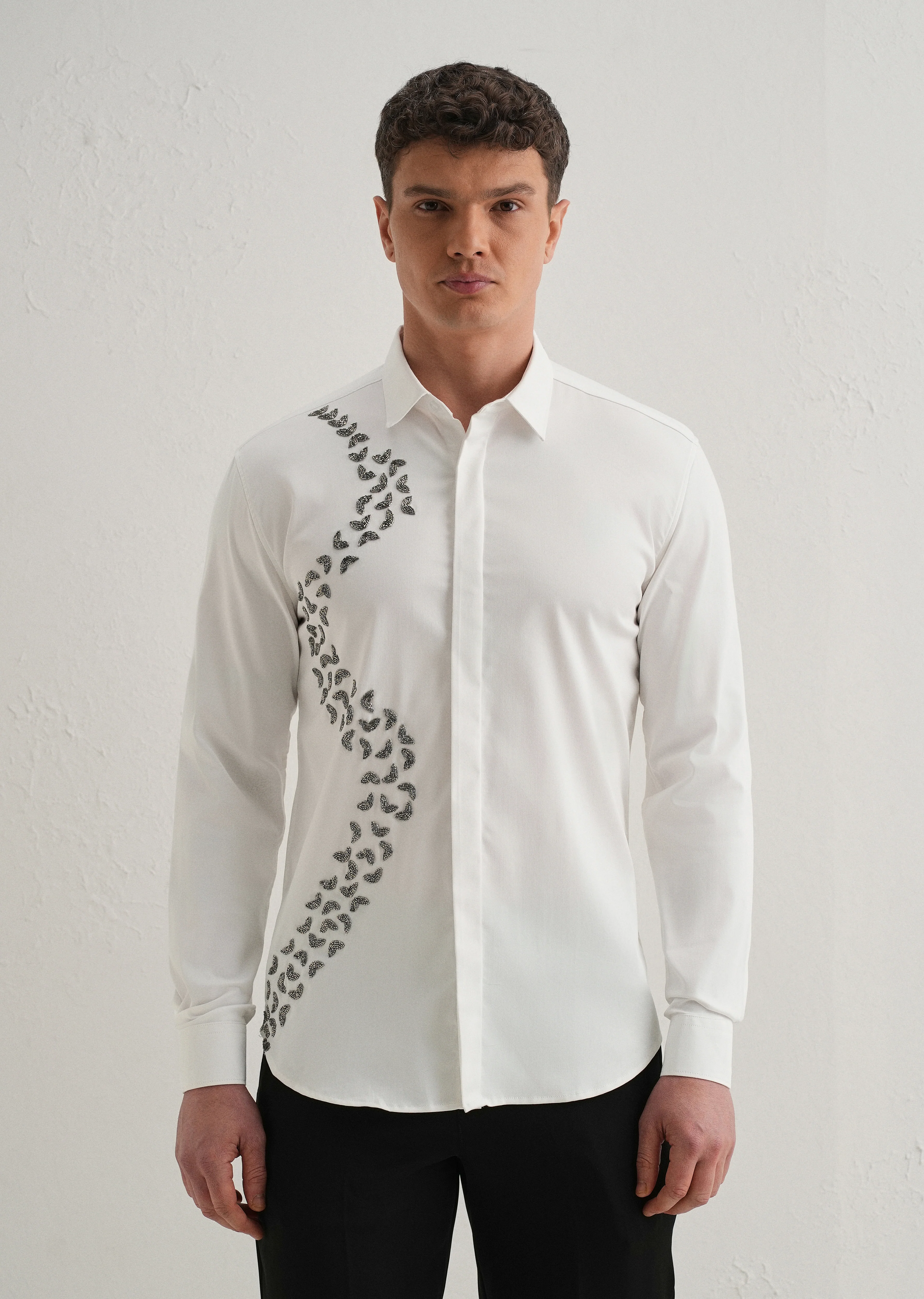 Handcrafted White Designer Shirt - Image 3