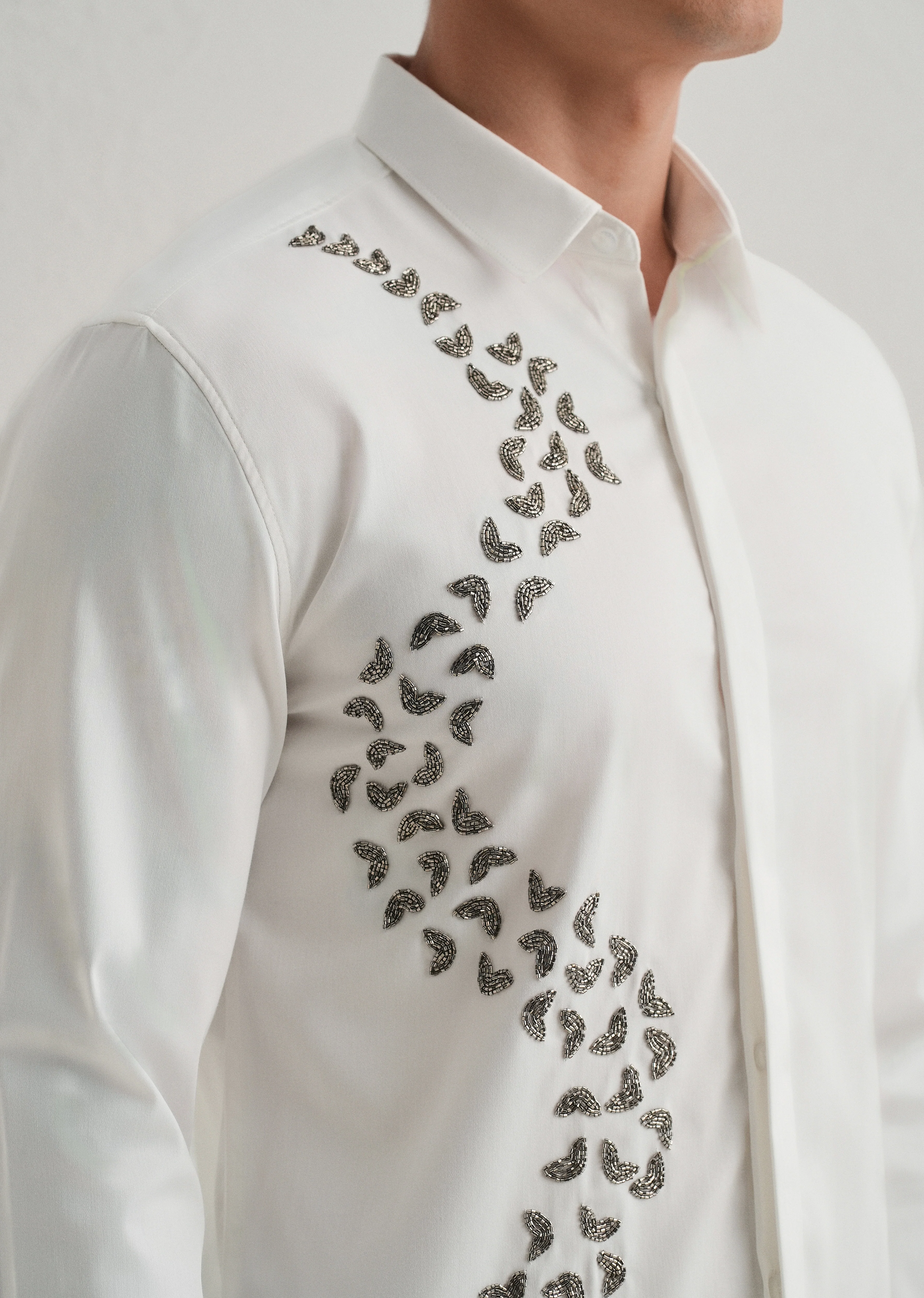 Handcrafted White Designer Shirt - Image 6