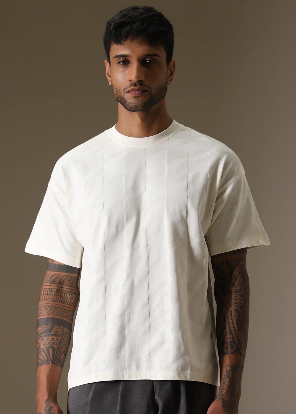 Herringbone Pattern Oversized T-shirt - Image 3