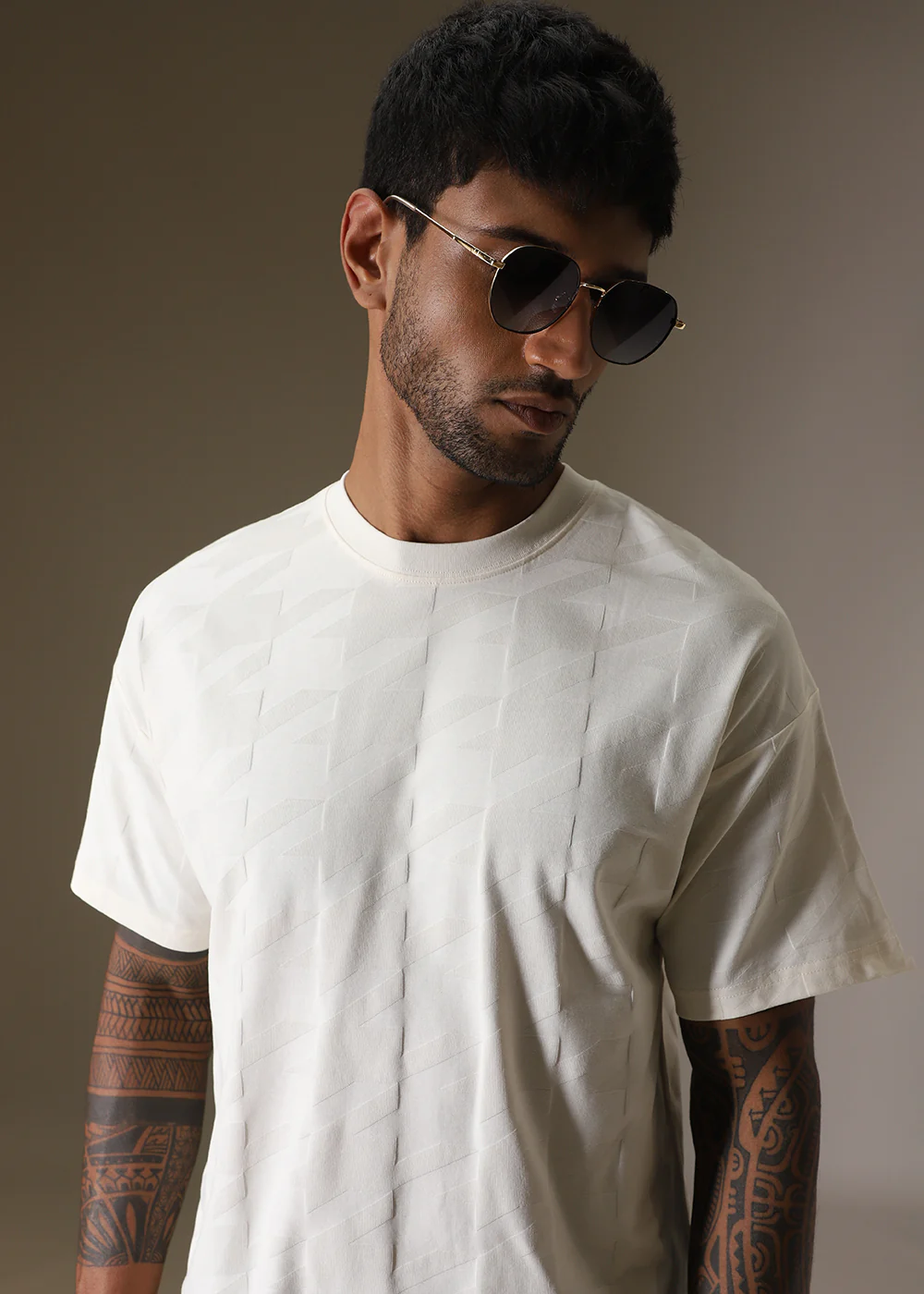 Herringbone Pattern Oversized T-shirt - Image 6