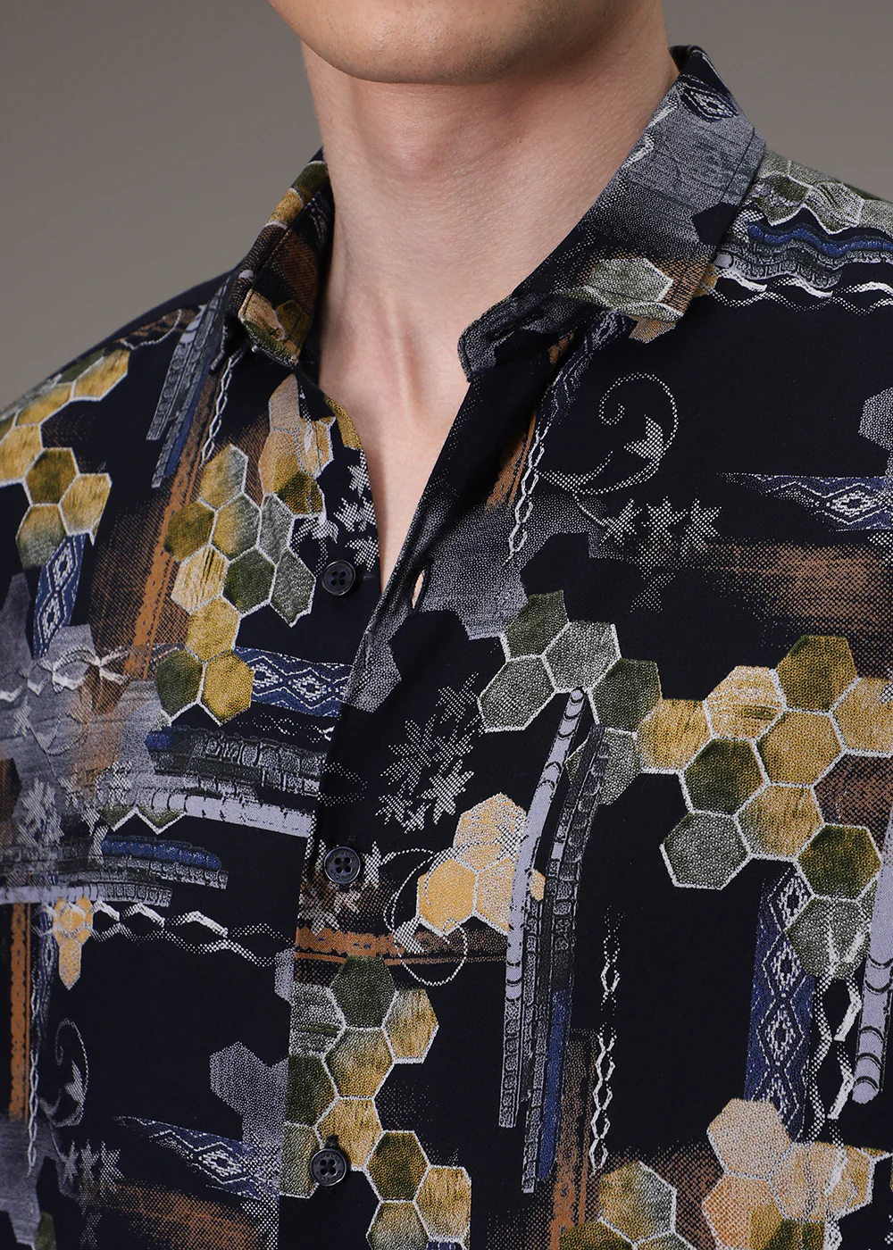 Hexa Print Feather Shirt - Image 3