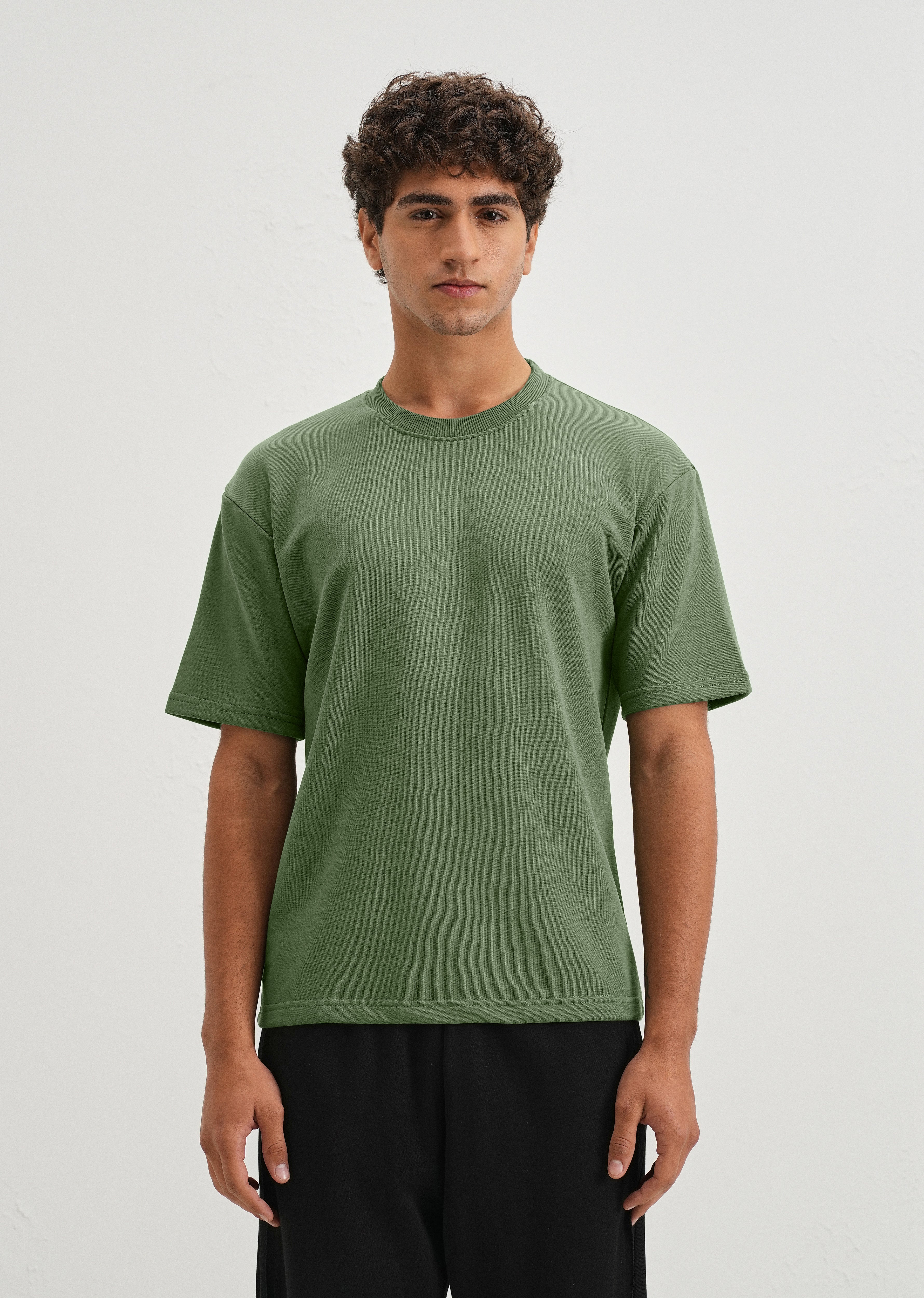 Hunter Green Plain Oversized Basic T-shirt - Image 3