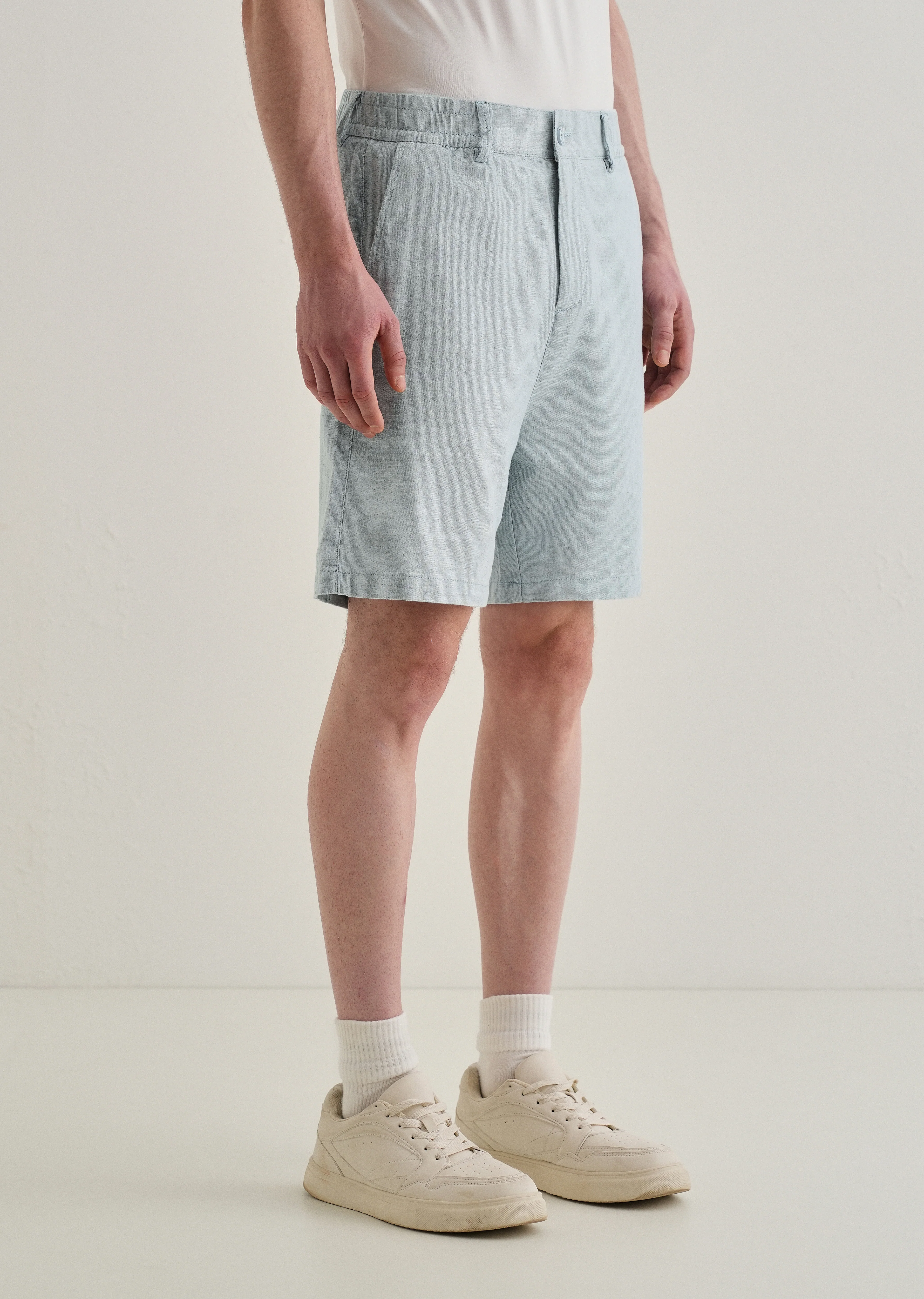 Ice Blue Linen Shorts - Image 4