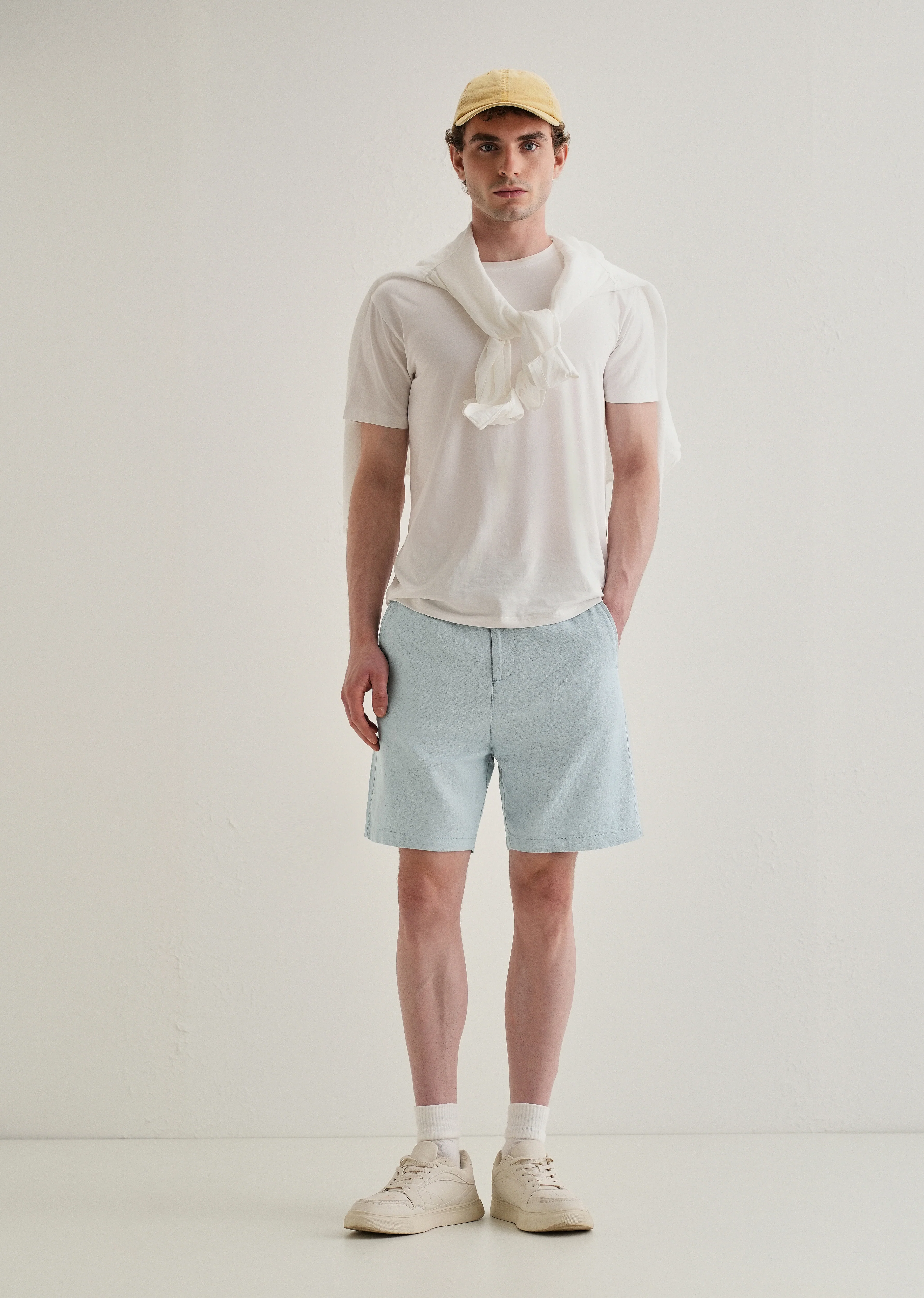Ice Blue Linen Shorts - Image 6