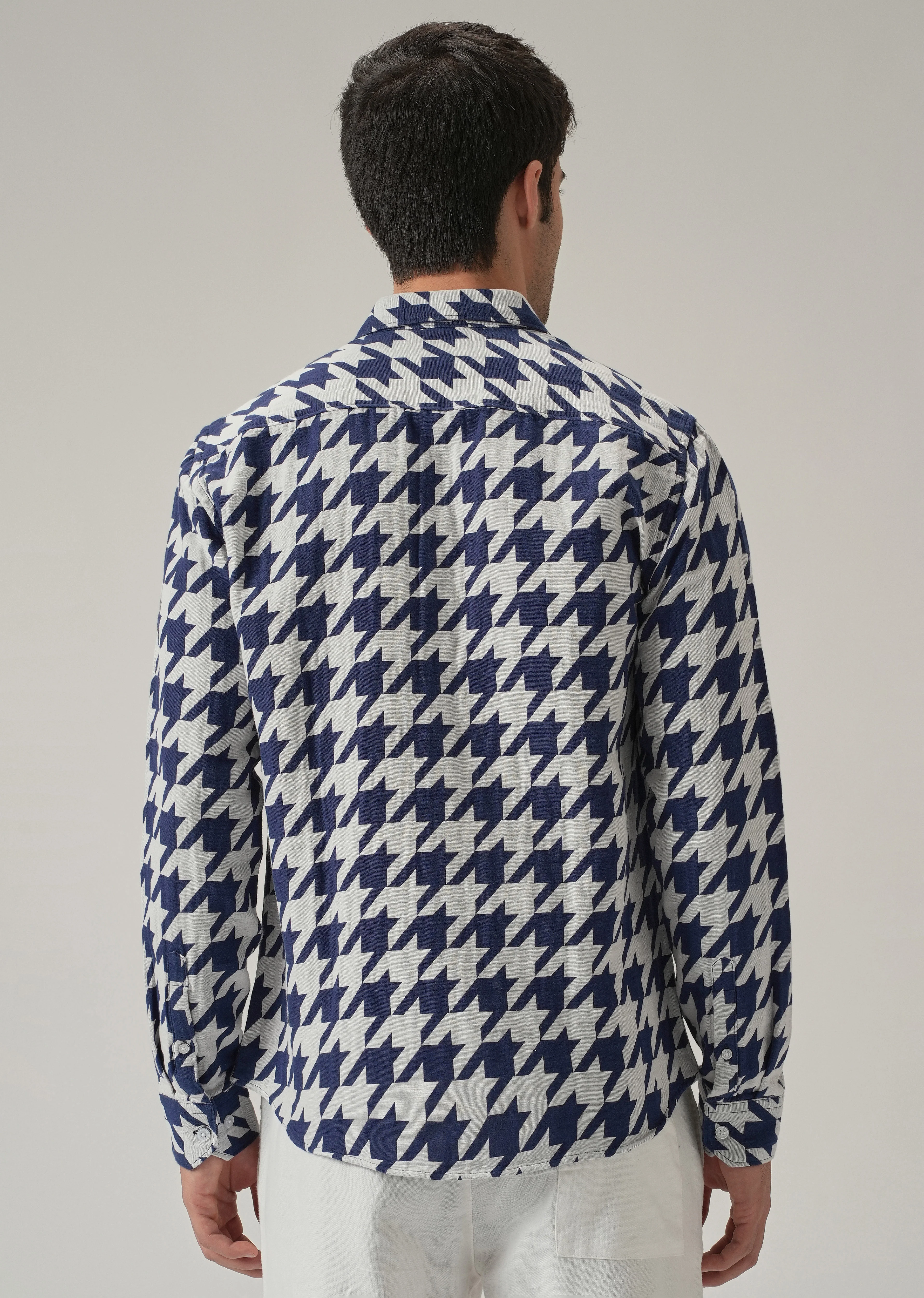 Indigo Herringbone Pattern Shirt - Image 2