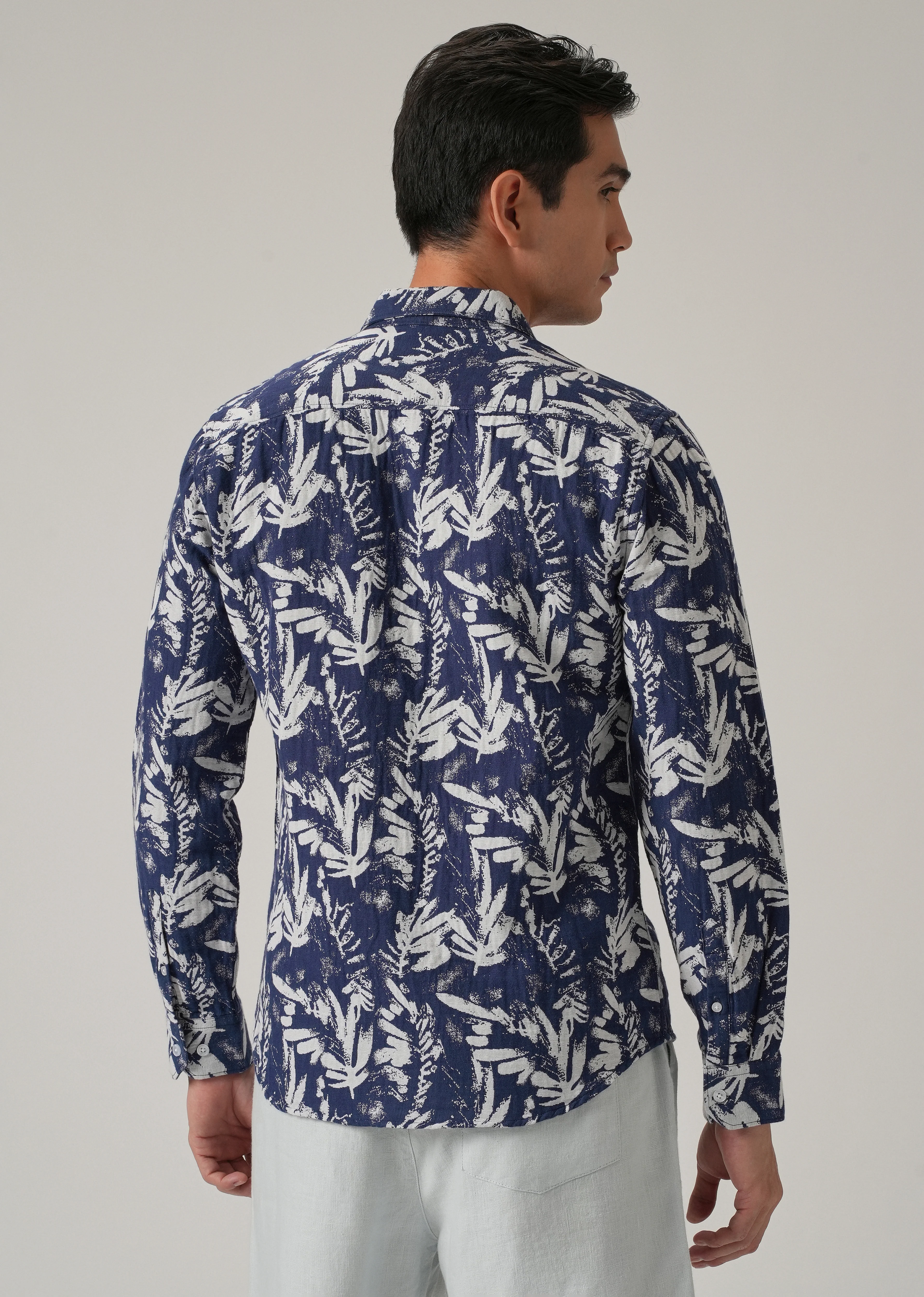 Indigo Leaf Pattern Shirt - Image 2