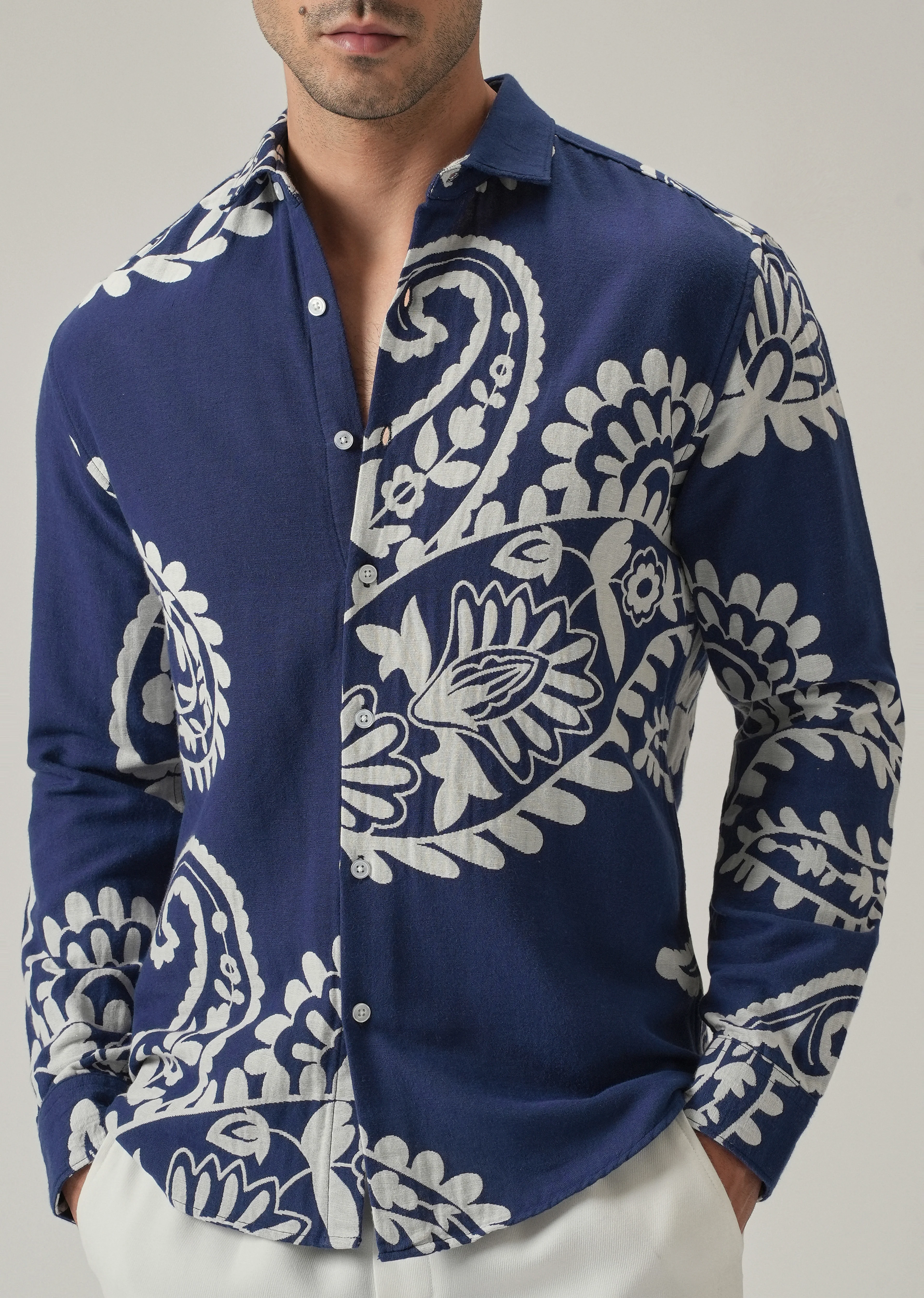 Indigo Paisley Pattern Shirt - Image 7