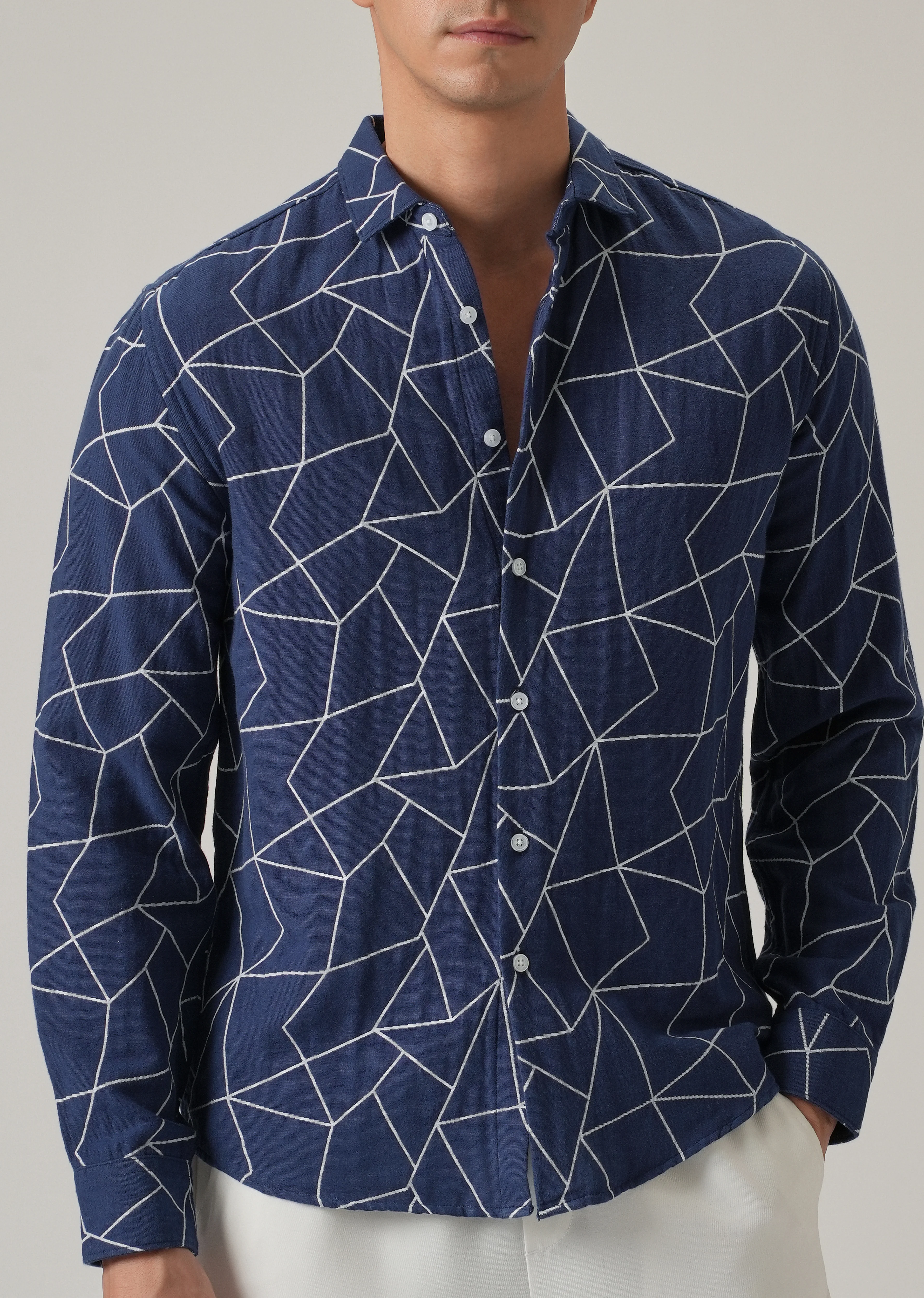 Indigo Prism Pattern Shirt - Image 7
