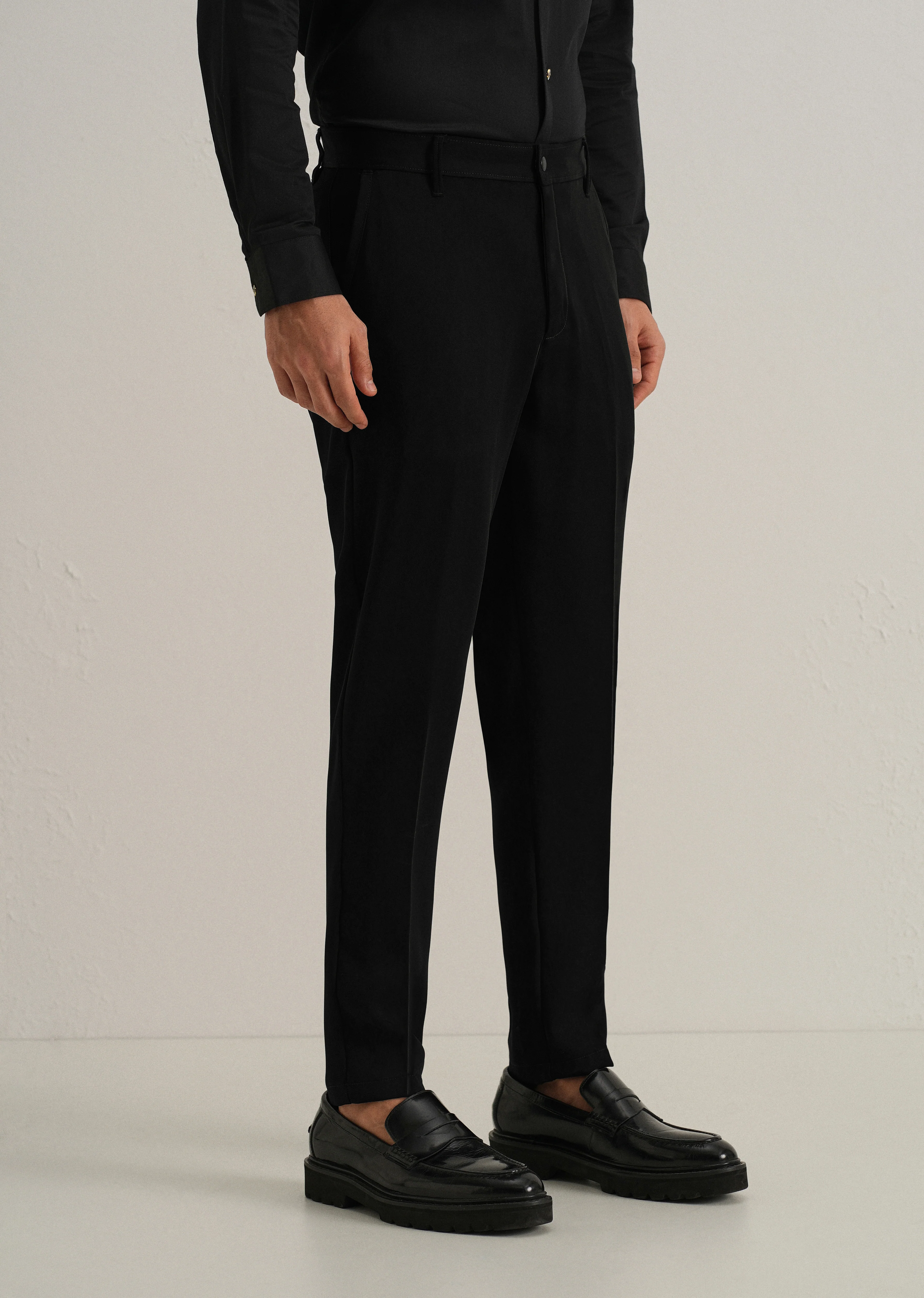 Ink Black Plain Slim Fit Trouser - Image 4