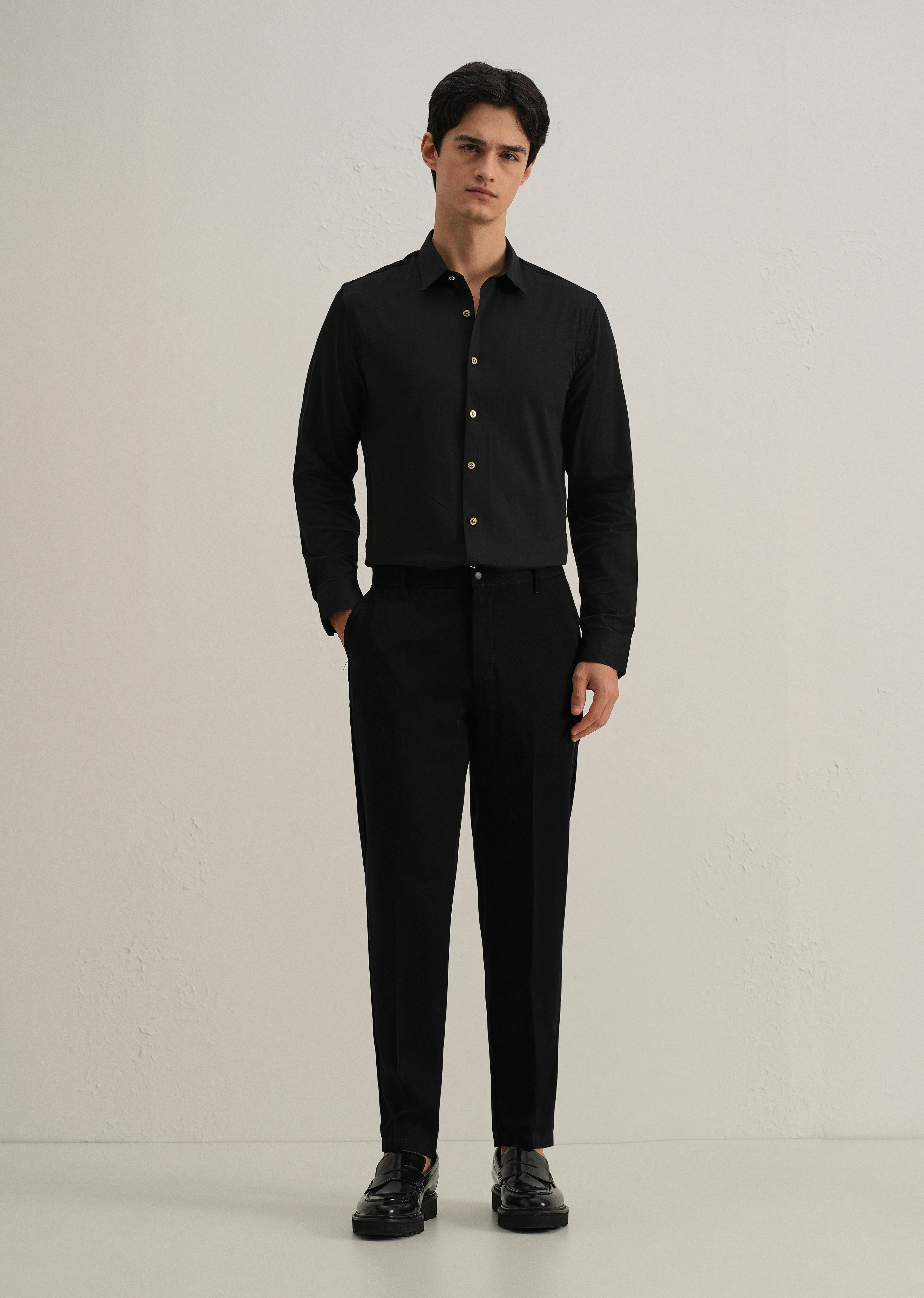 Ink Black Plain Slim Fit Trouser - Image 6