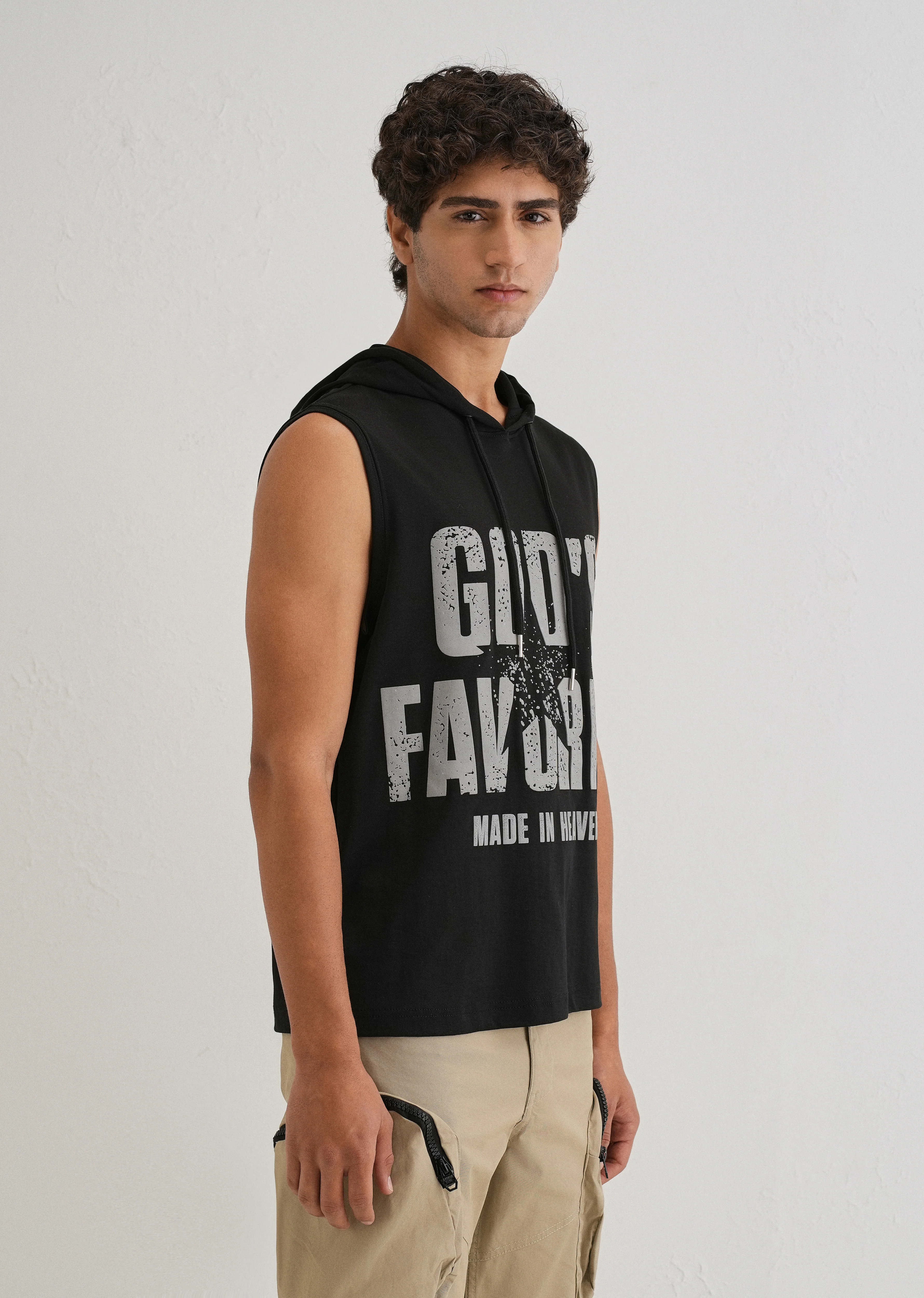 Ink Black Printed Hoodie Tank - Image 4