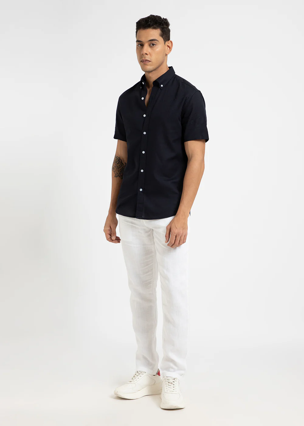 Ink Blue Cotton Linen Shirt - Image 8