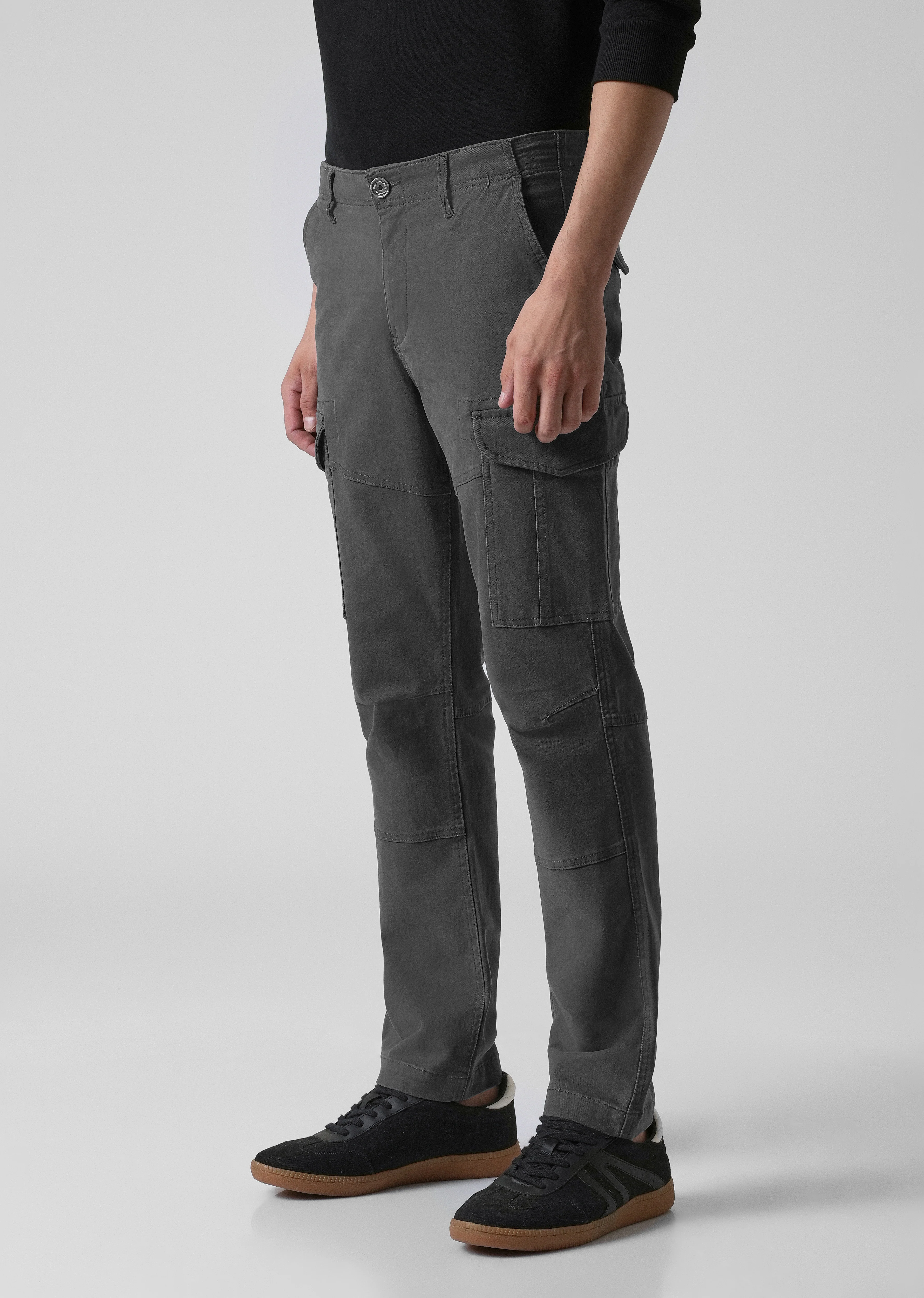 Iron Grey Regular Fit Cargo Pant - Image 4