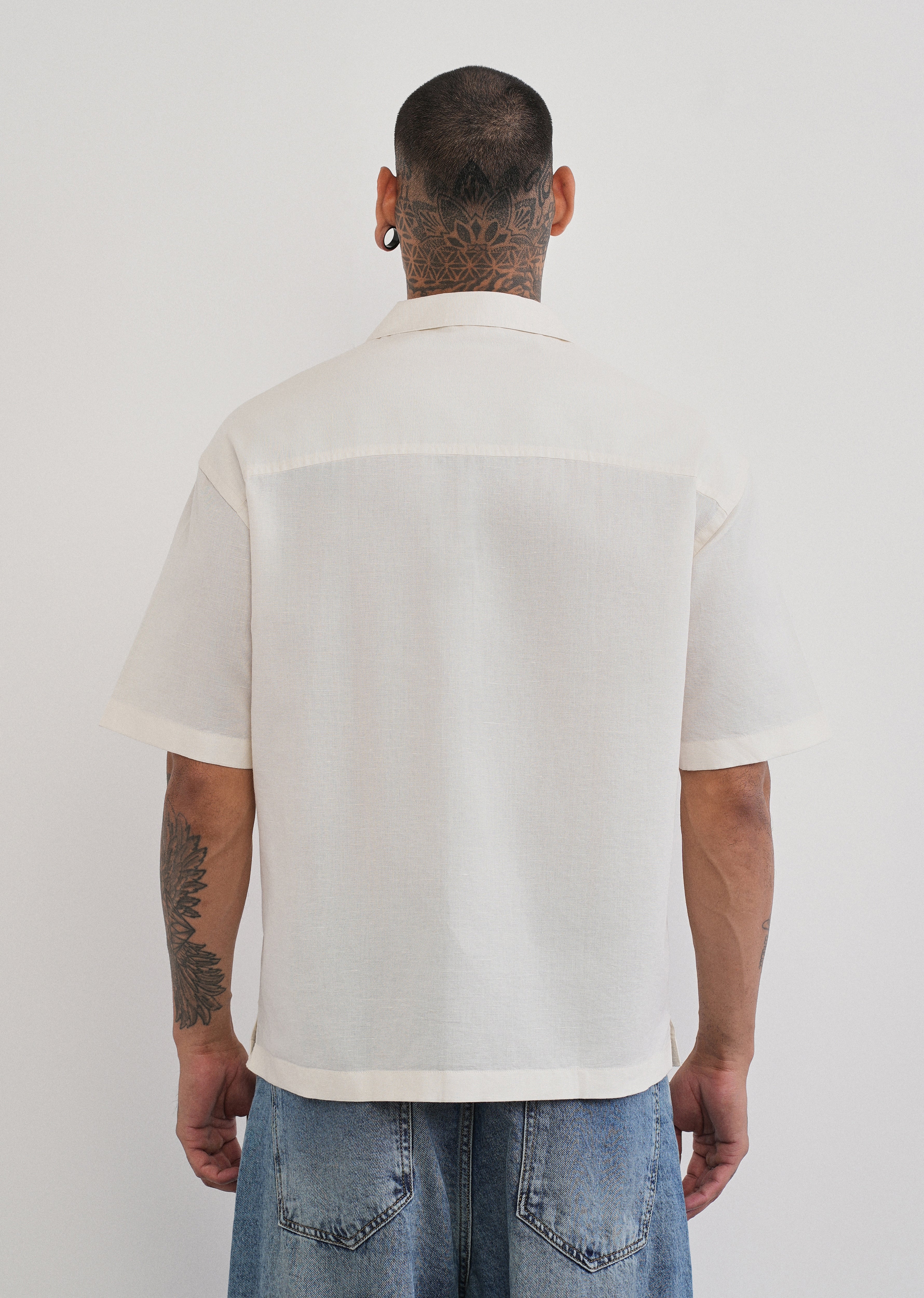 Ivory Double Pocket Cotton Linen Shirt - Image 3