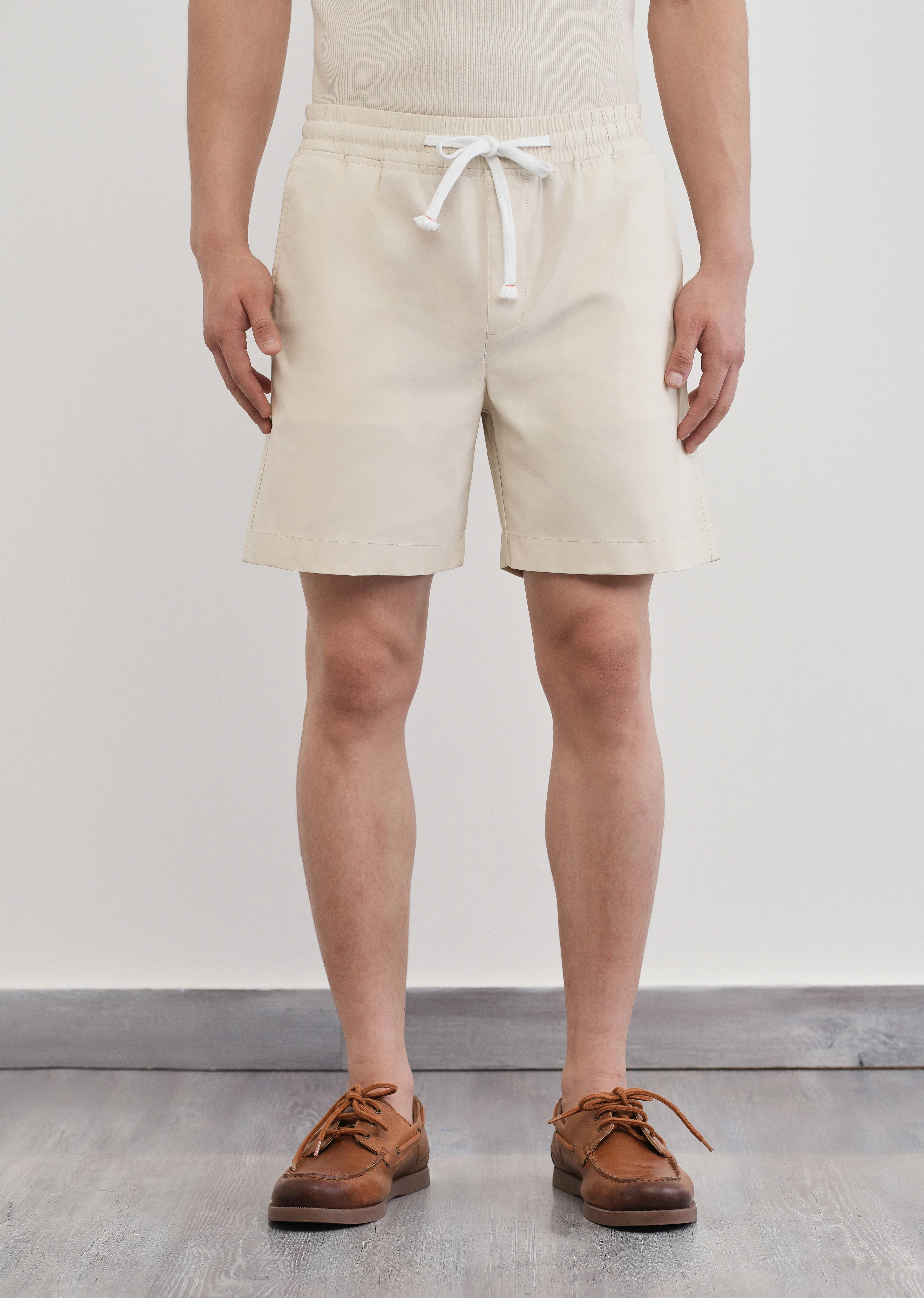 Ivory Drawstring Cotton Shorts - Image 3
