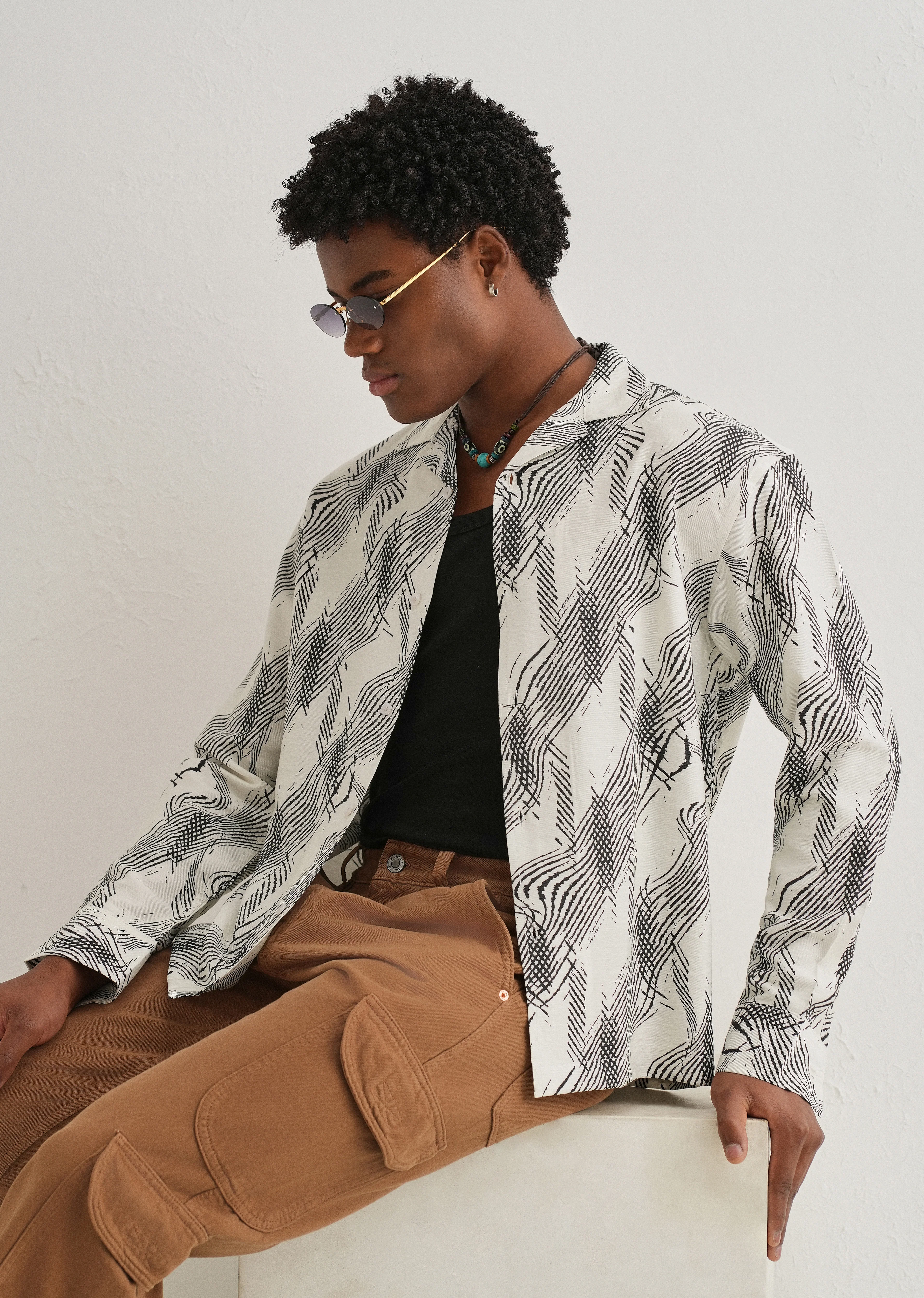 Ivory Modern Sketch Printed Shirt - Image 7