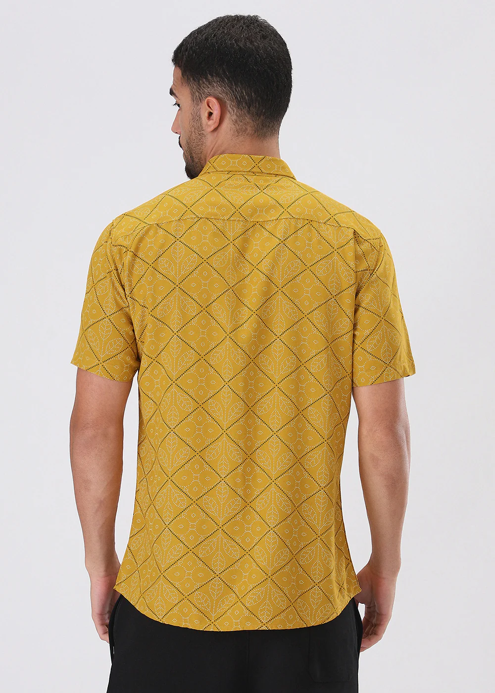 Jacquard Leaf Print Half Sleeve Shirt - Image 4