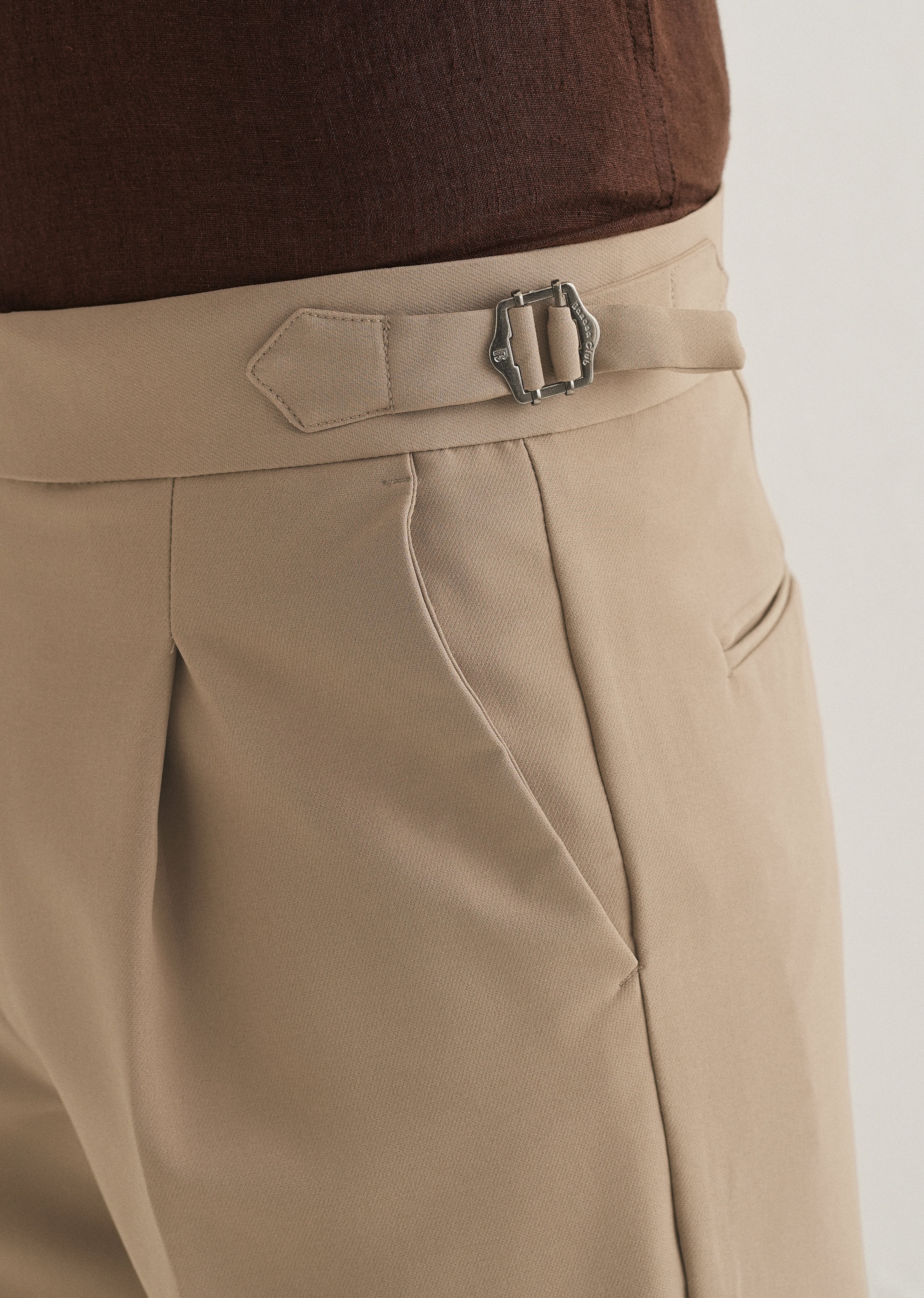 Khaki Beige Pleated Gurkha Pant - Image 2