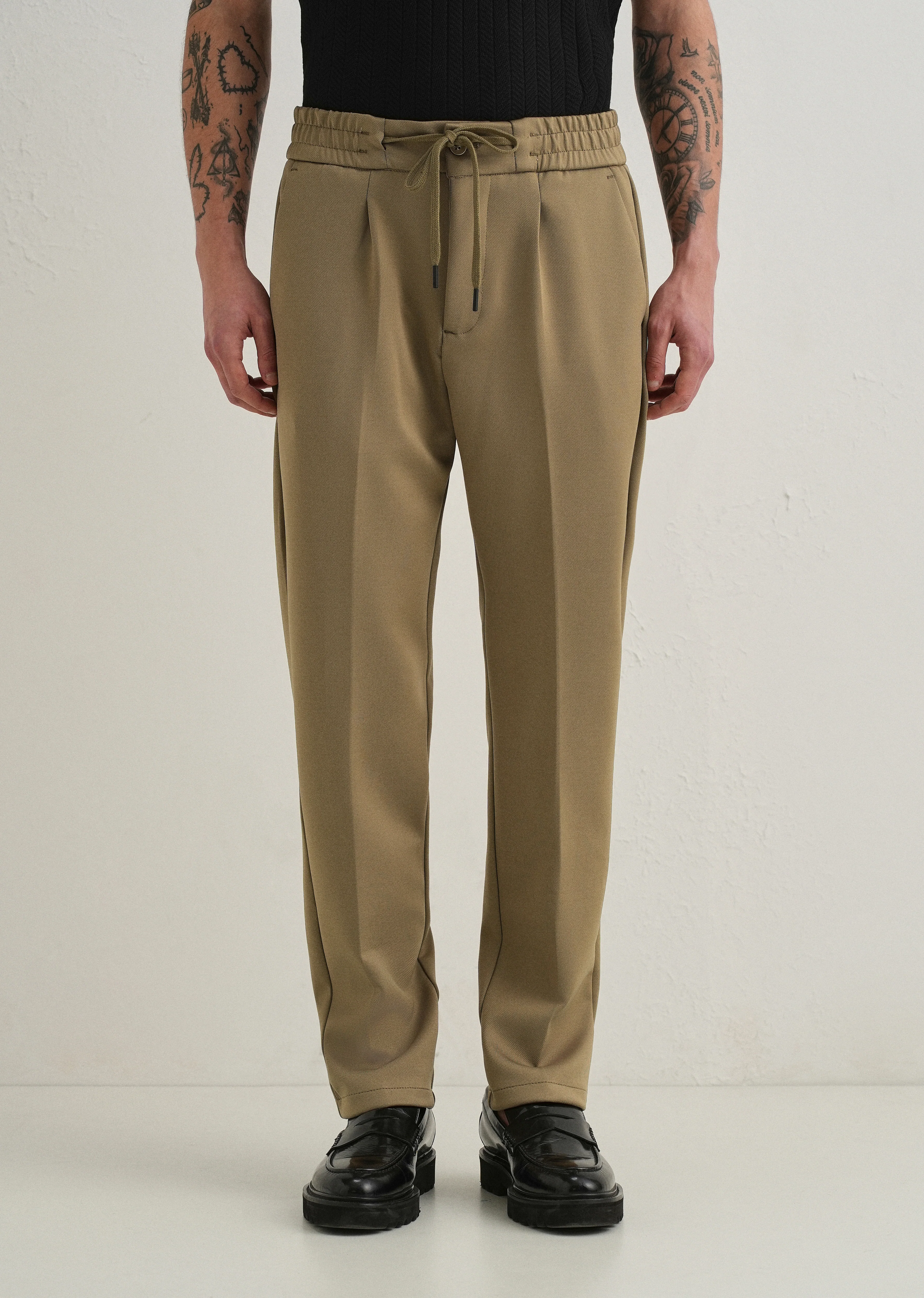 Khaki Drawstring Trousers - Image 3
