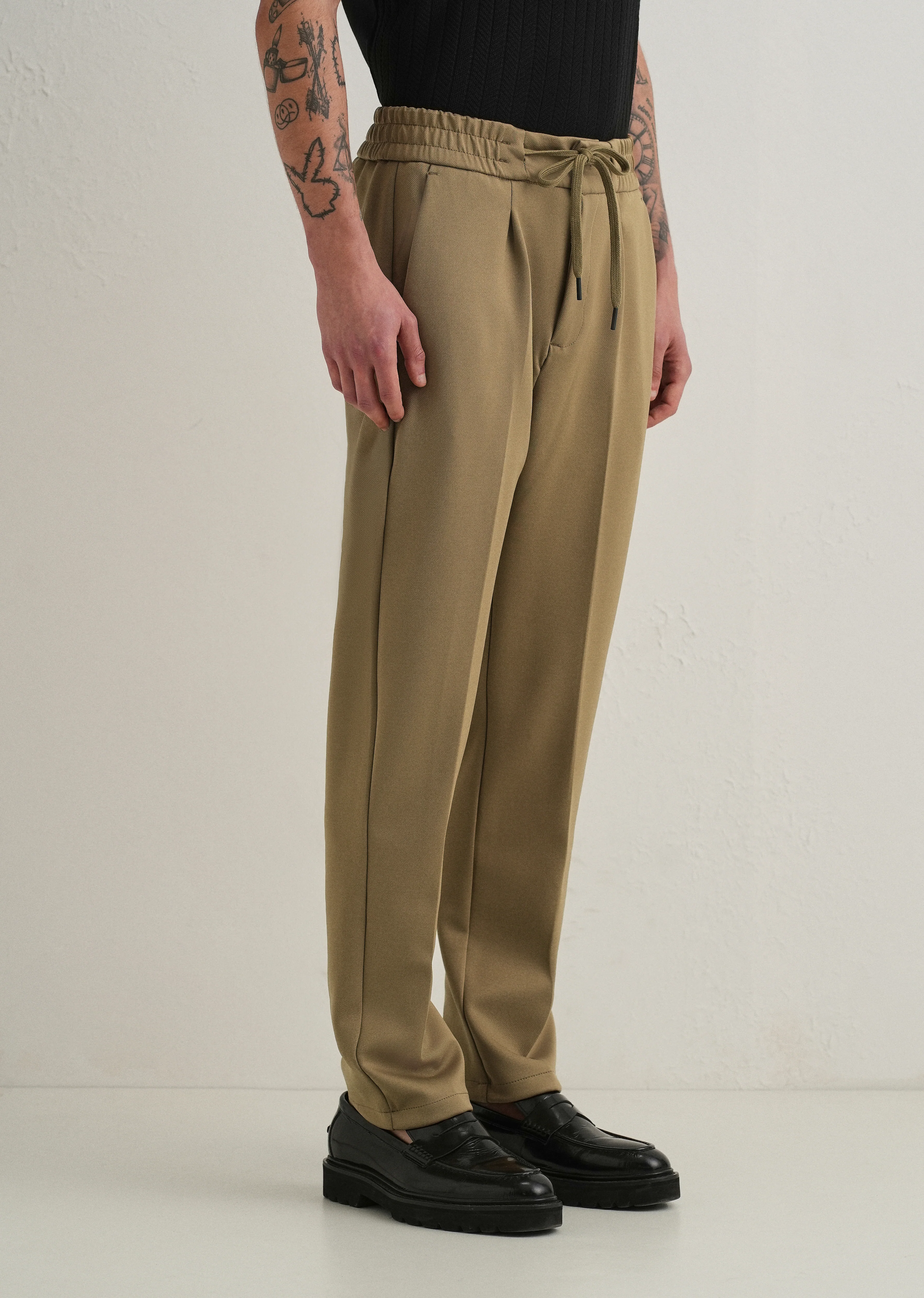 Khaki Drawstring Trousers - Image 4