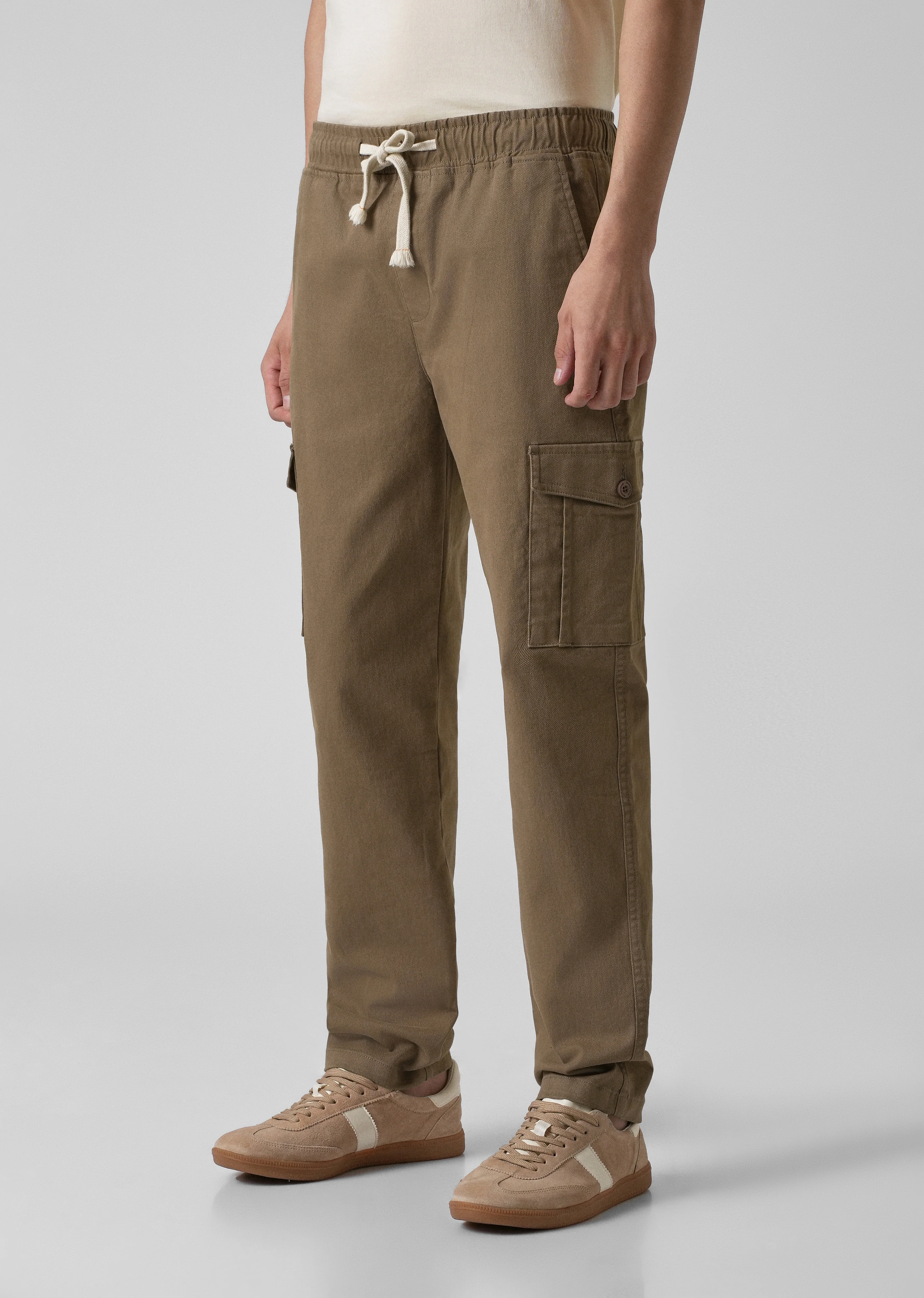 Khaki Regular Fit Cargo Pant - Image 4