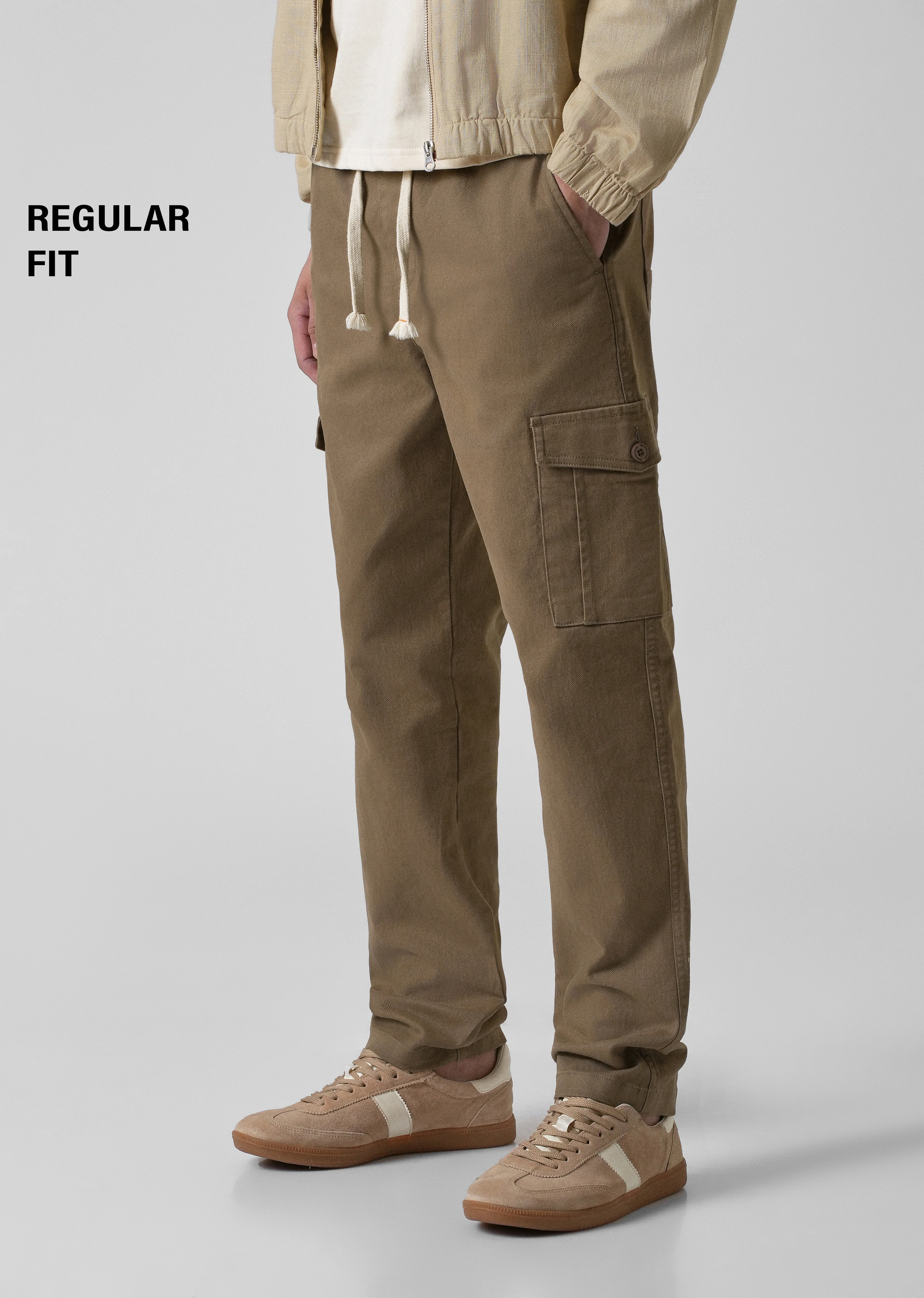 Khaki Regular Fit Cargo Pant - Image 7