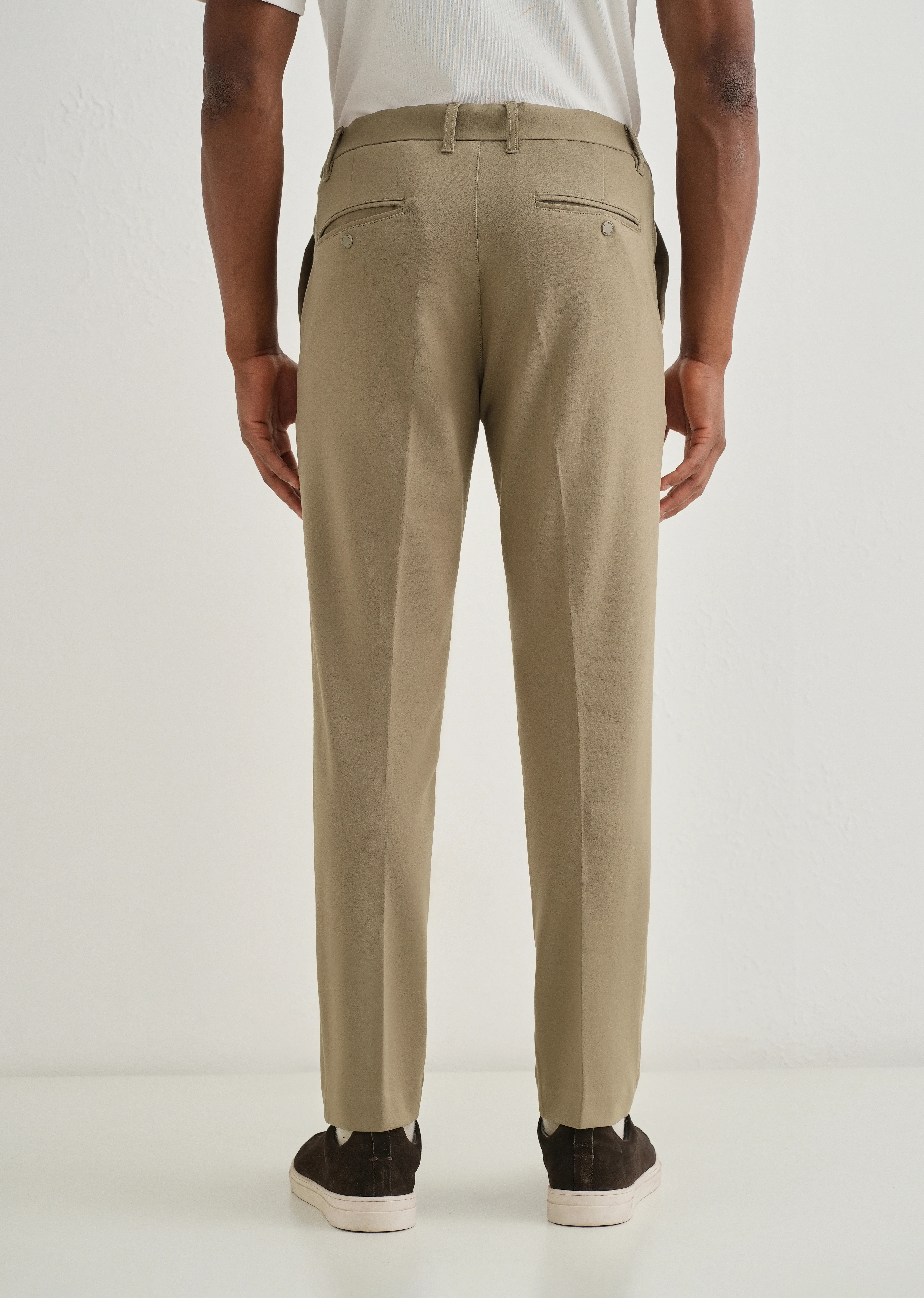 Khaki Semi Elasticated Slim Fit Trouser - Image 2