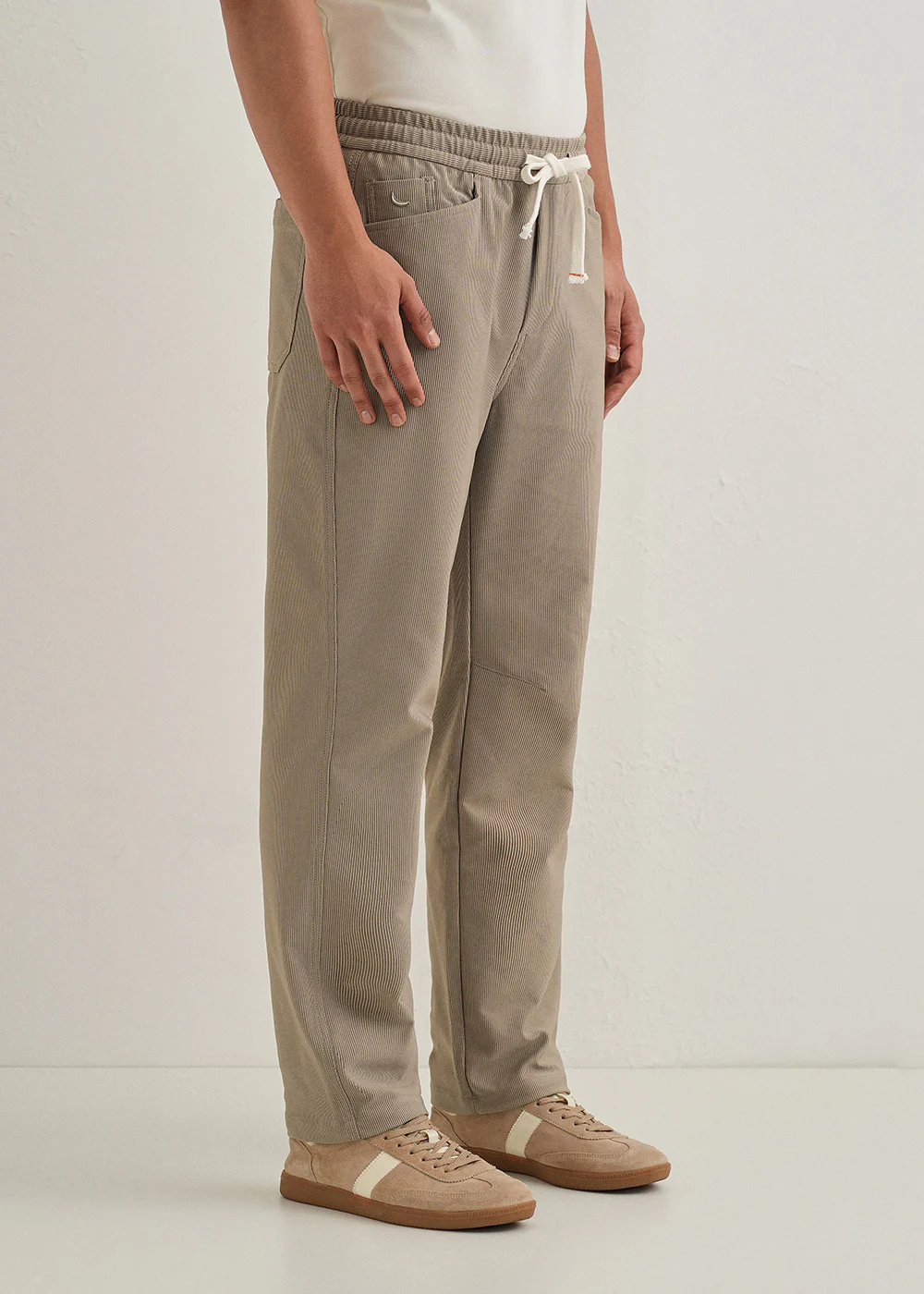 Khaki Straight Fit Corduroy Pants - Image 5