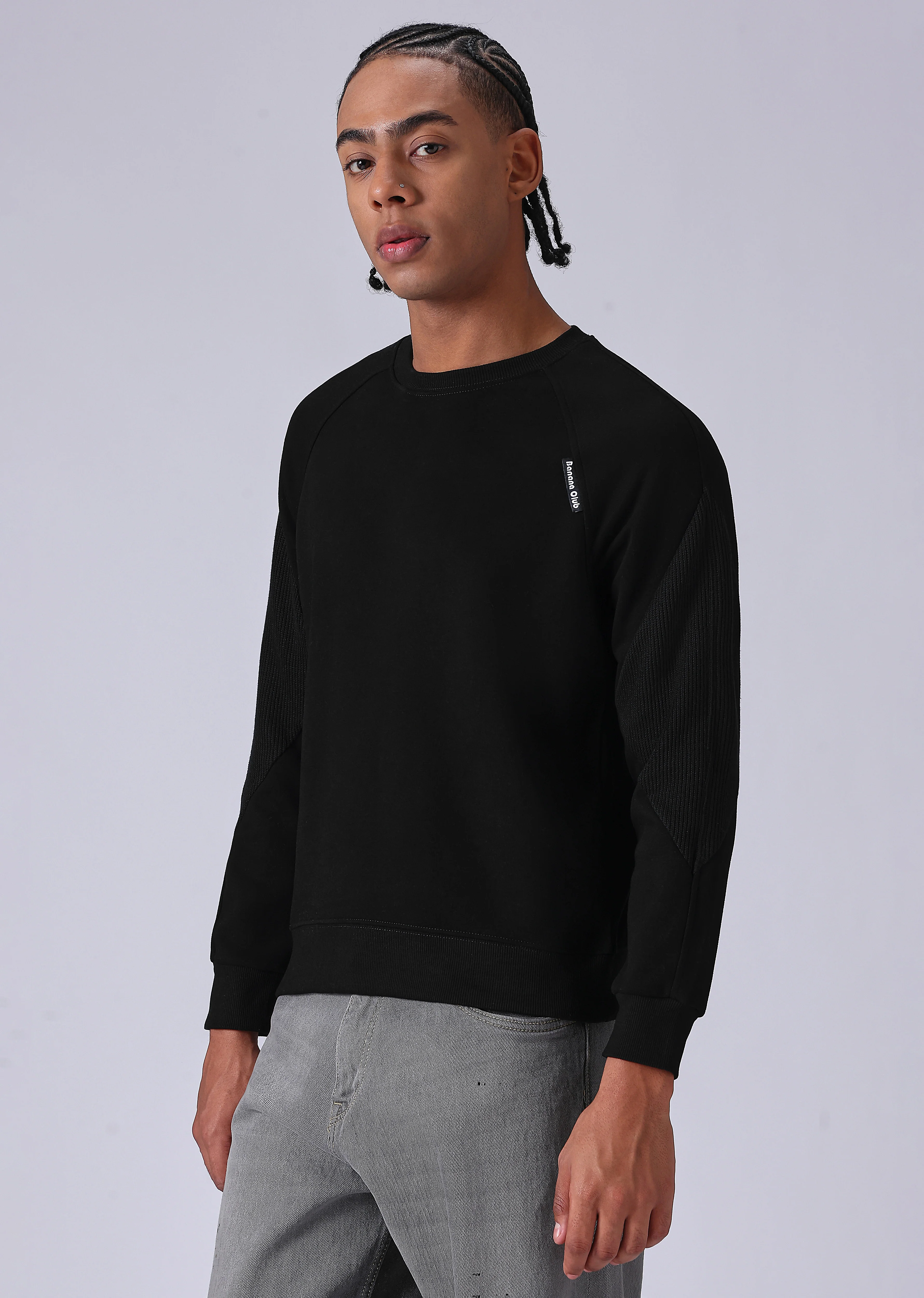 Knit Cut and Sew Black Sweatshirt - Image 4