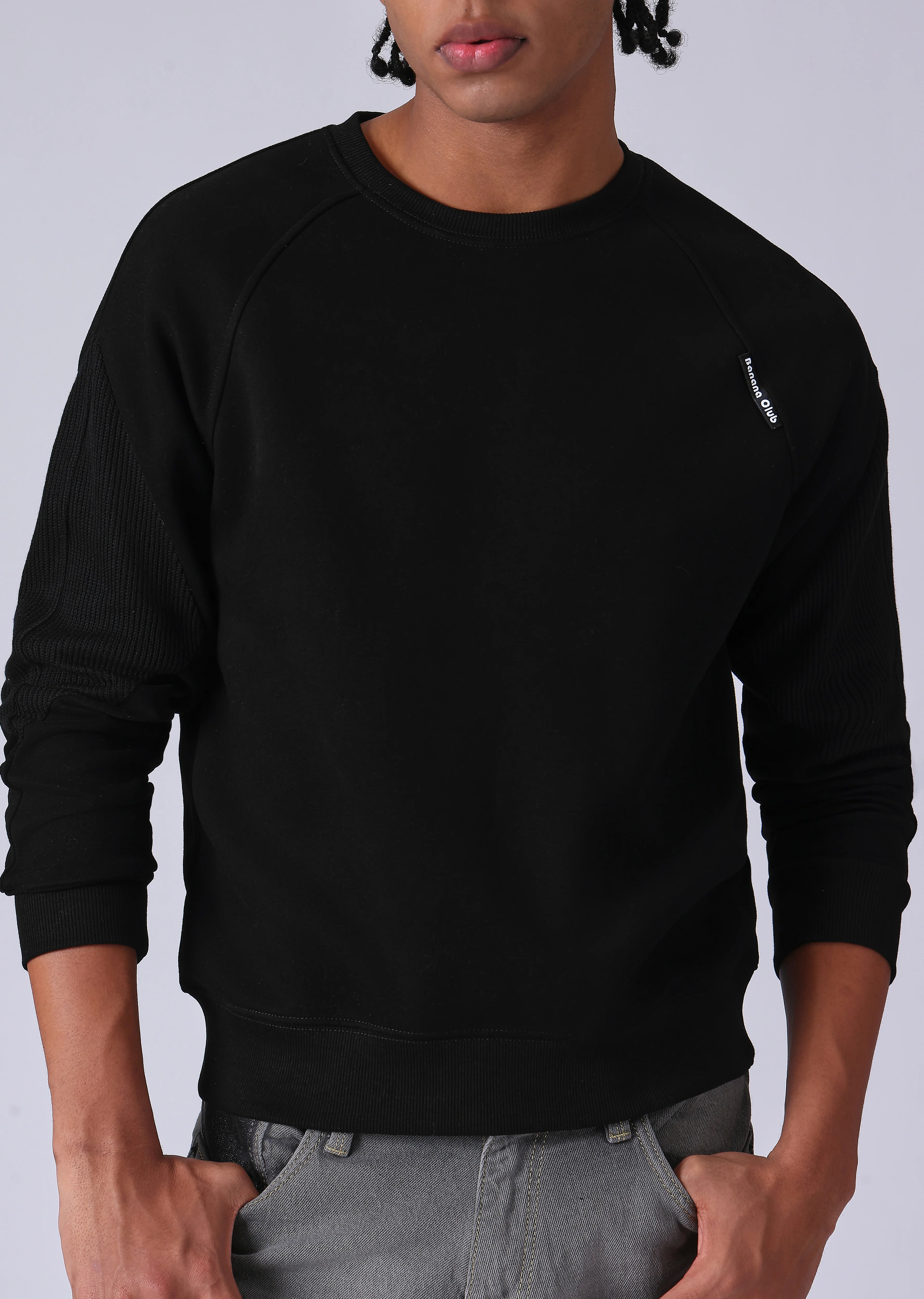 Knit Cut and Sew Black Sweatshirt - Image 7