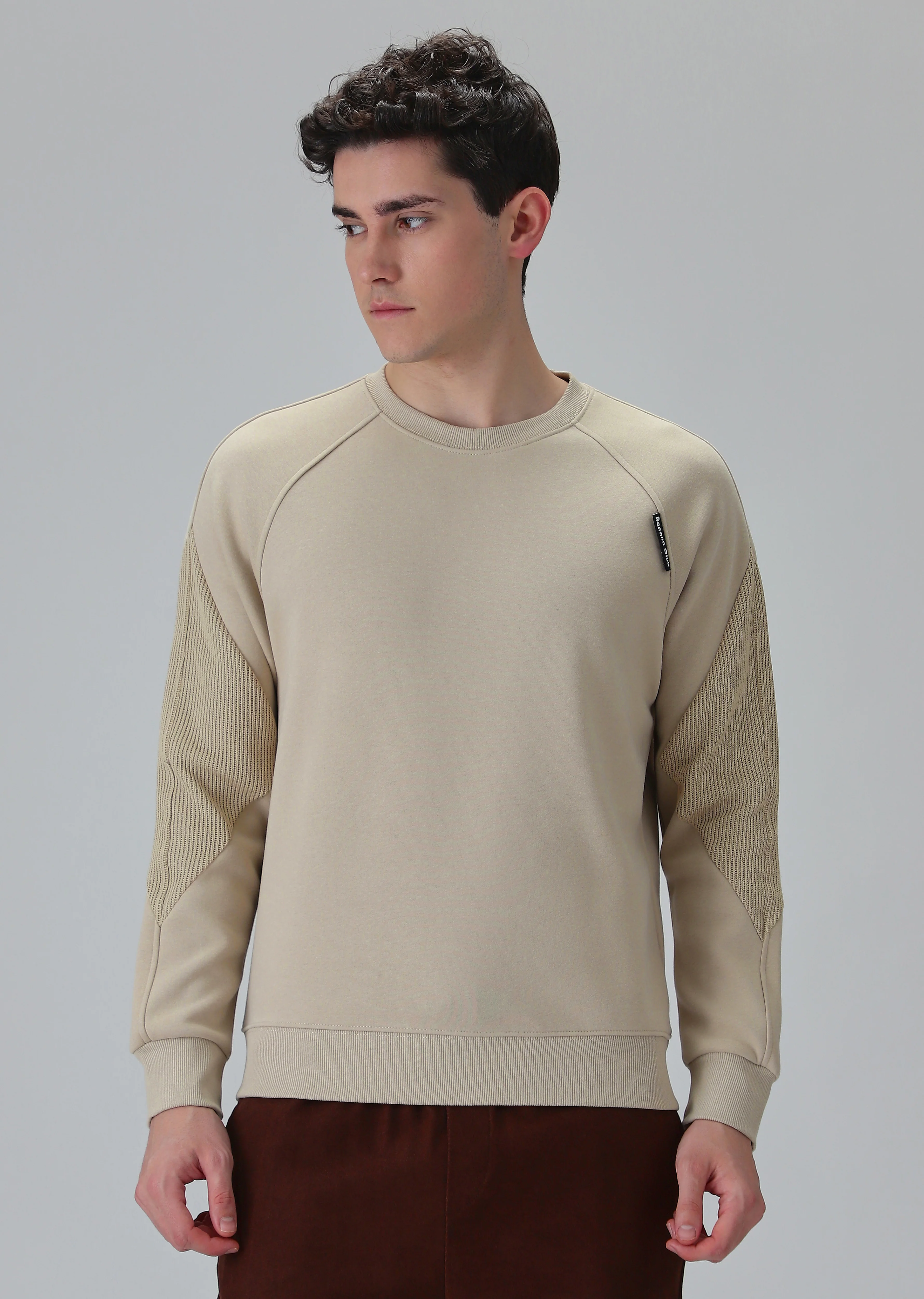 Knit Cut and Sew Cream Sweatshirt - Image 3