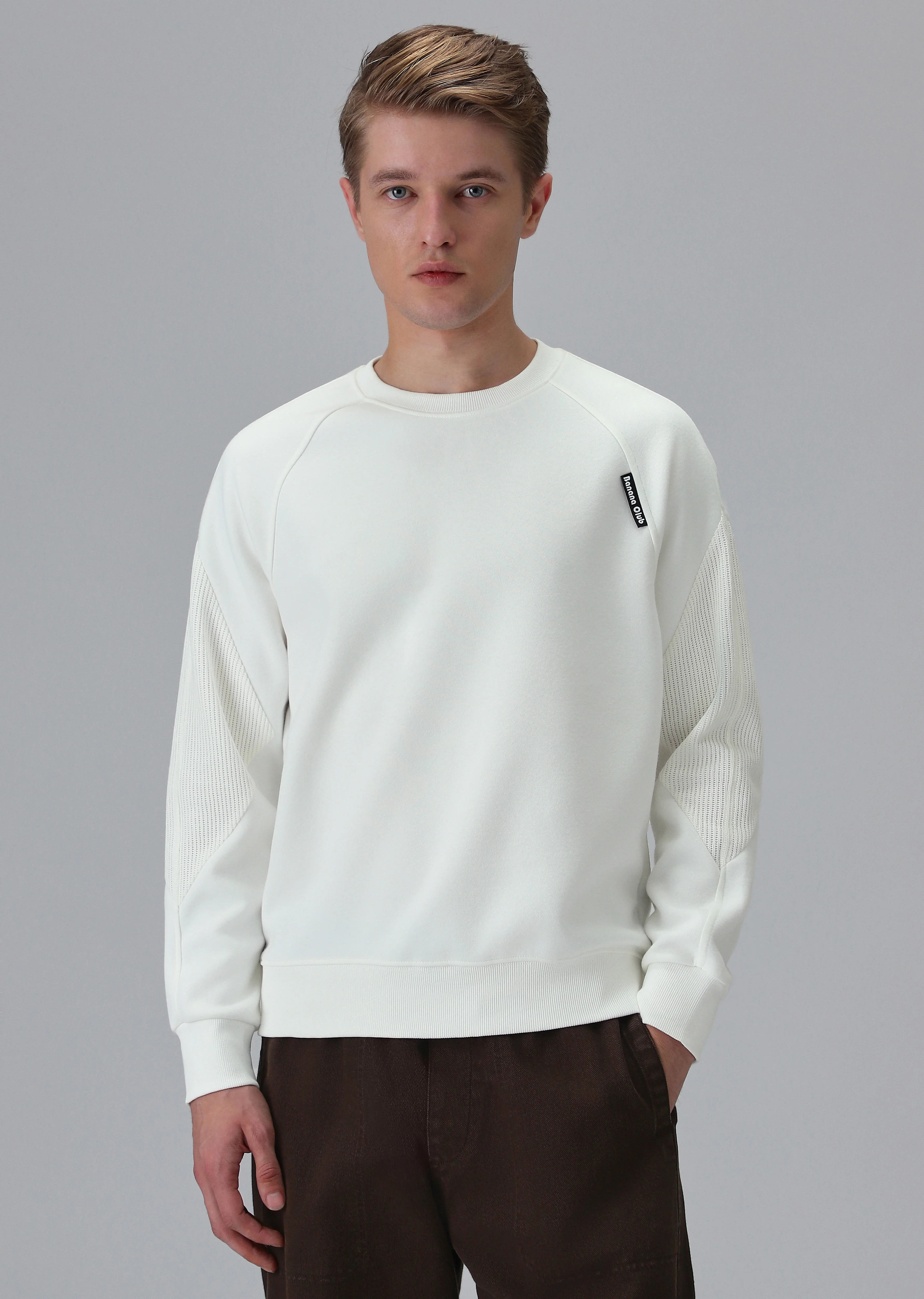 Knit Cut and Sew White Sweatshirt - Image 3